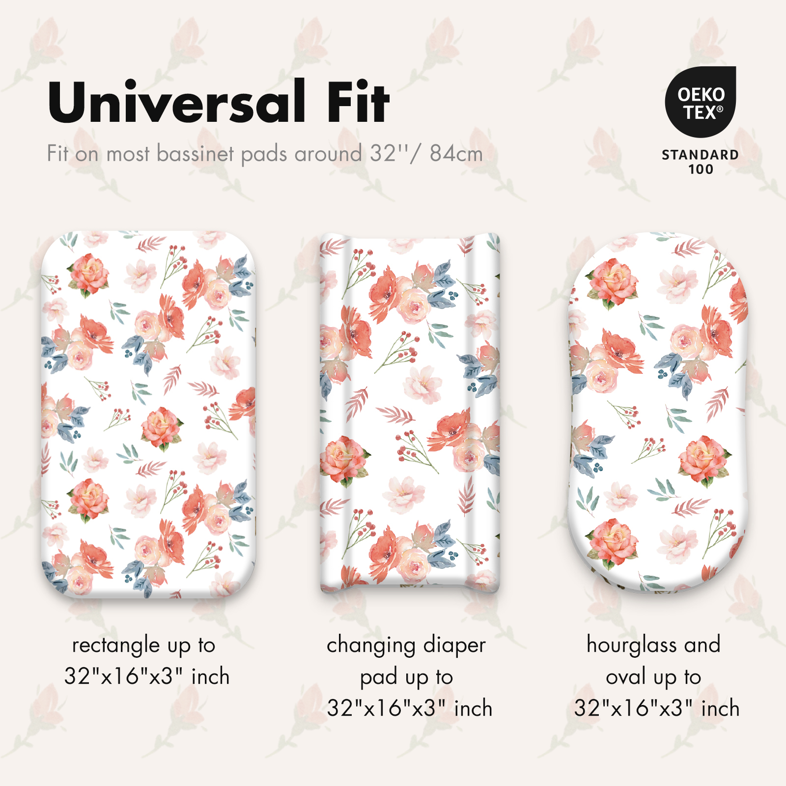 Red Flowers | Soft Microfiber Fitted Change Pad Cover & Bassinet Sheets 4 Pack | 16''*32''