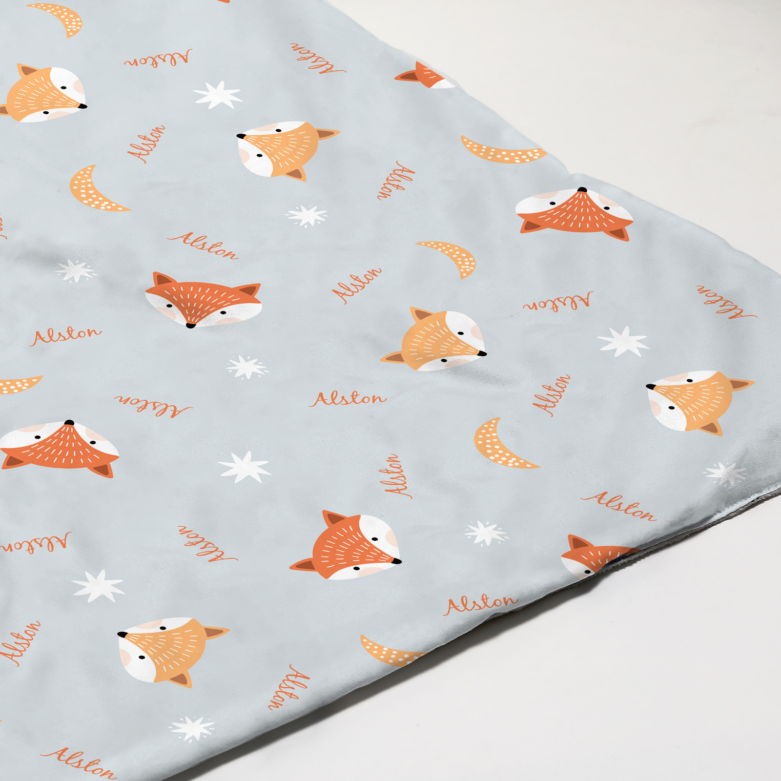 Cute Foxes Personalized Baby Boy Name Blanket