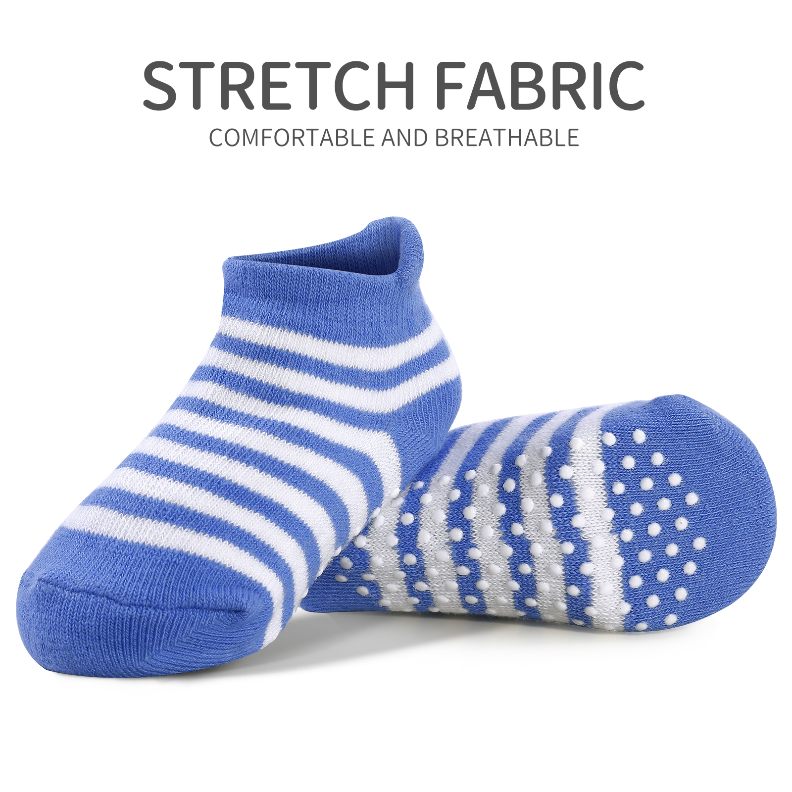 Boys Style | 100% Organic Cotton Baby Non Slip Socks | 6 Pack