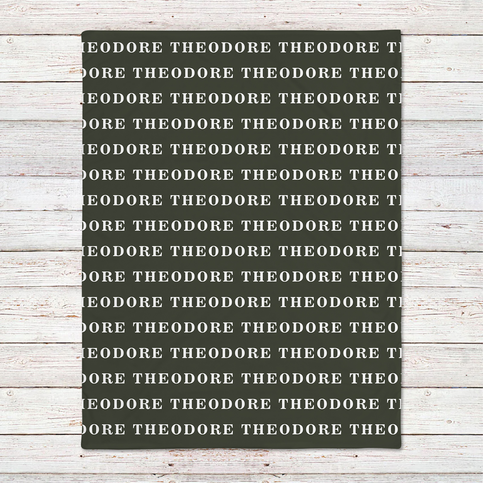 Theodore's Dark Gray Personalized Name Blanket