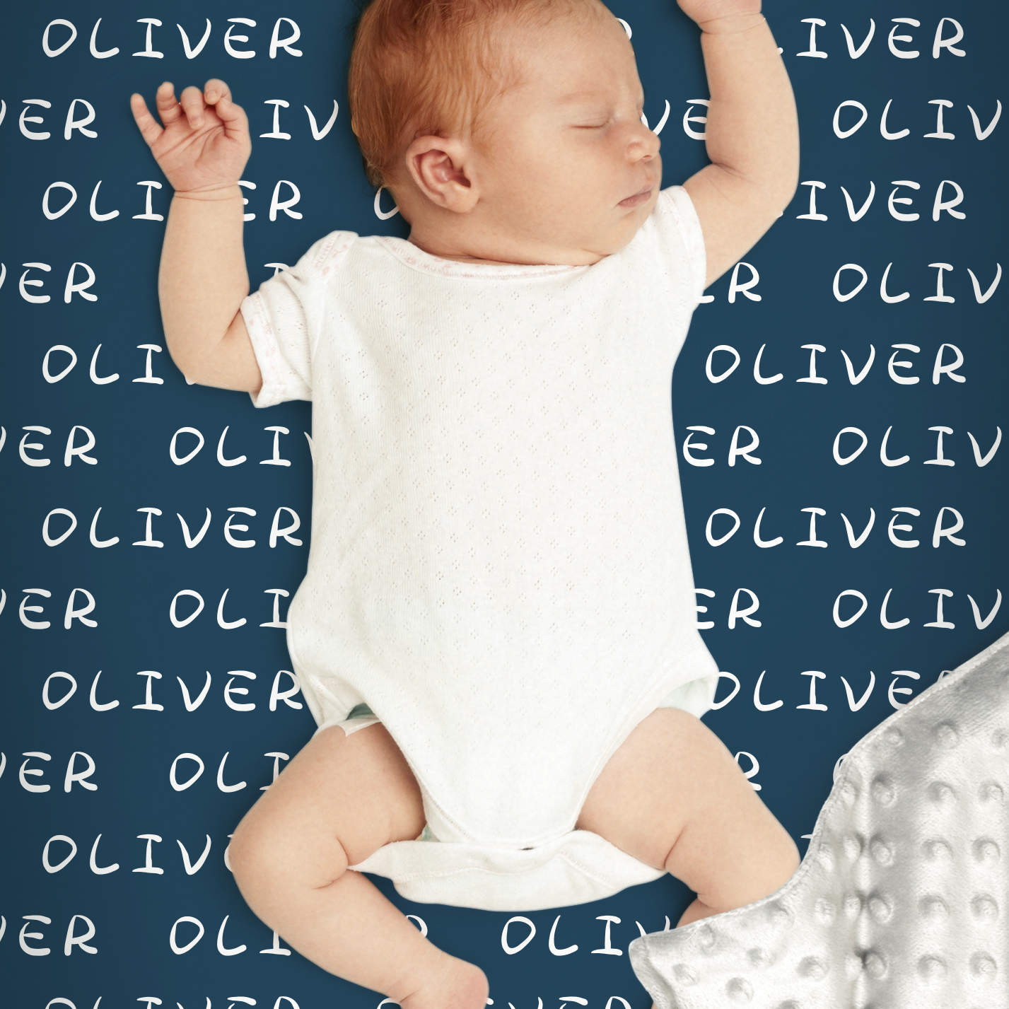 Oliver's Nile Blue Personalized Baby Name Blanket