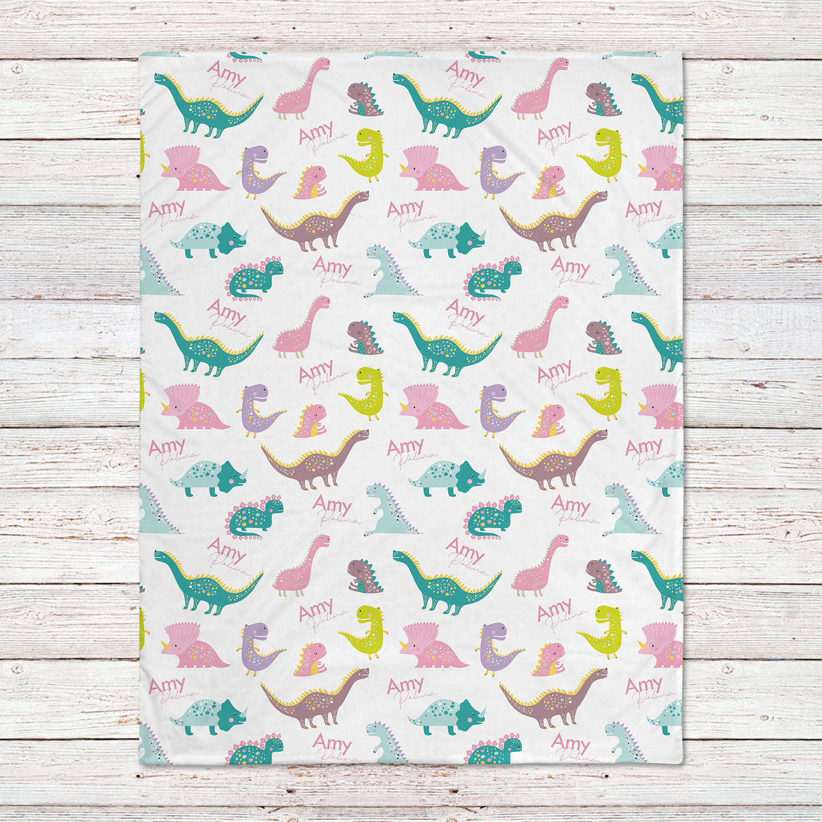 Amy's Personalized Jurassic Baby Girl Name Blanket