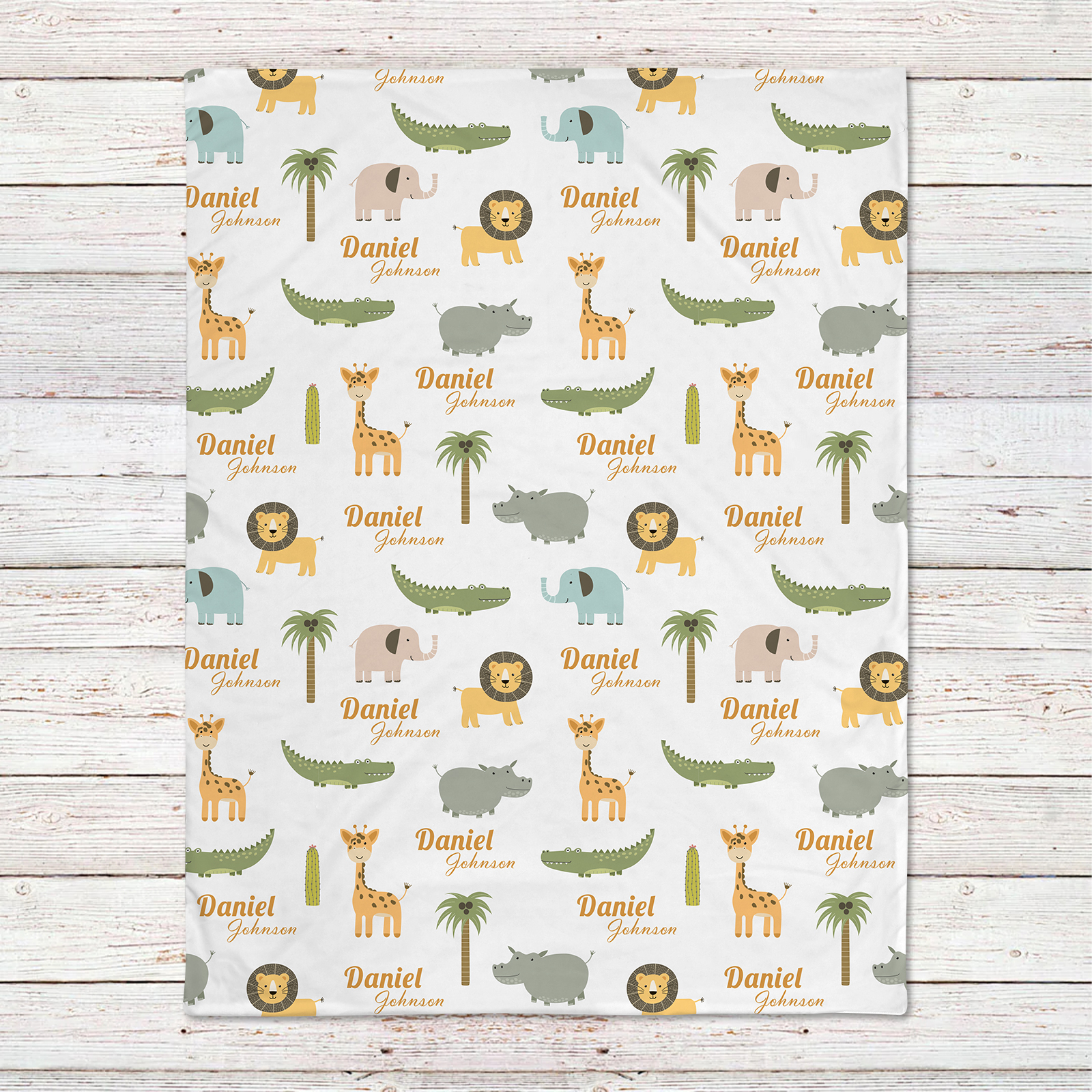 Animal Party Personalized Baby Name Blanket