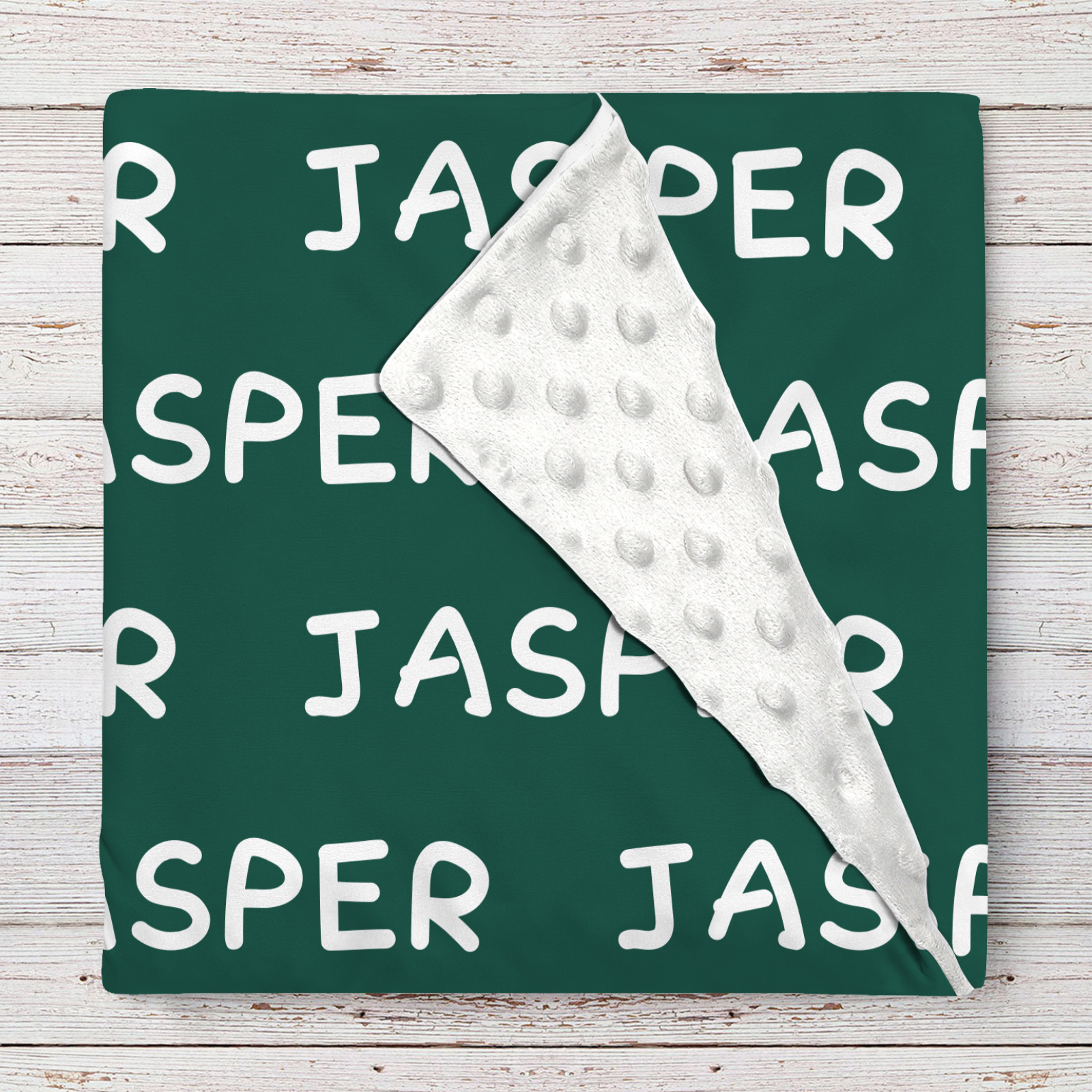 Jasper's Dark Green Fleece Personalized Name Baby Blanket
