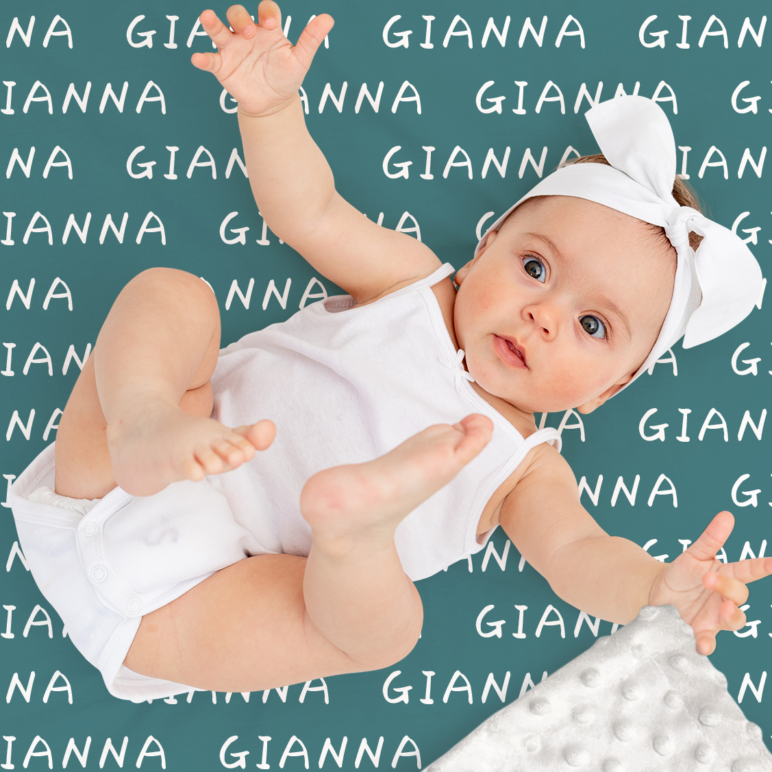 Gianna's Dark Graynish Cyan Personalized Baby Blanket
