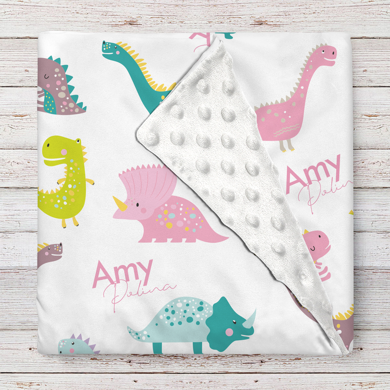 Amy's Personalized Jurassic Baby Girl Name Blanket