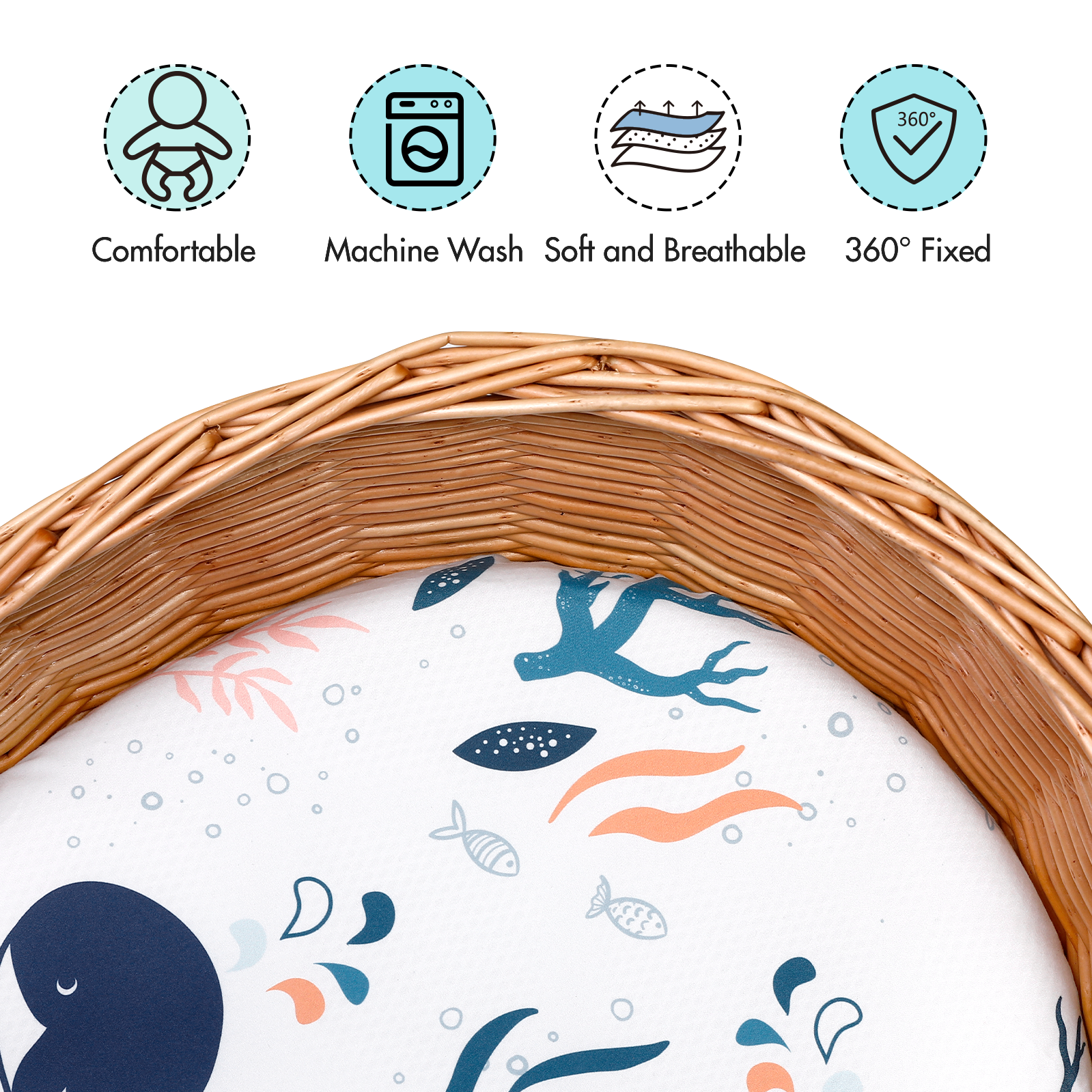 Fish & Sea | Soft Microfiber Fitted Change Pad Cover & Bassinet Sheets 2 Pack | 16''*32''