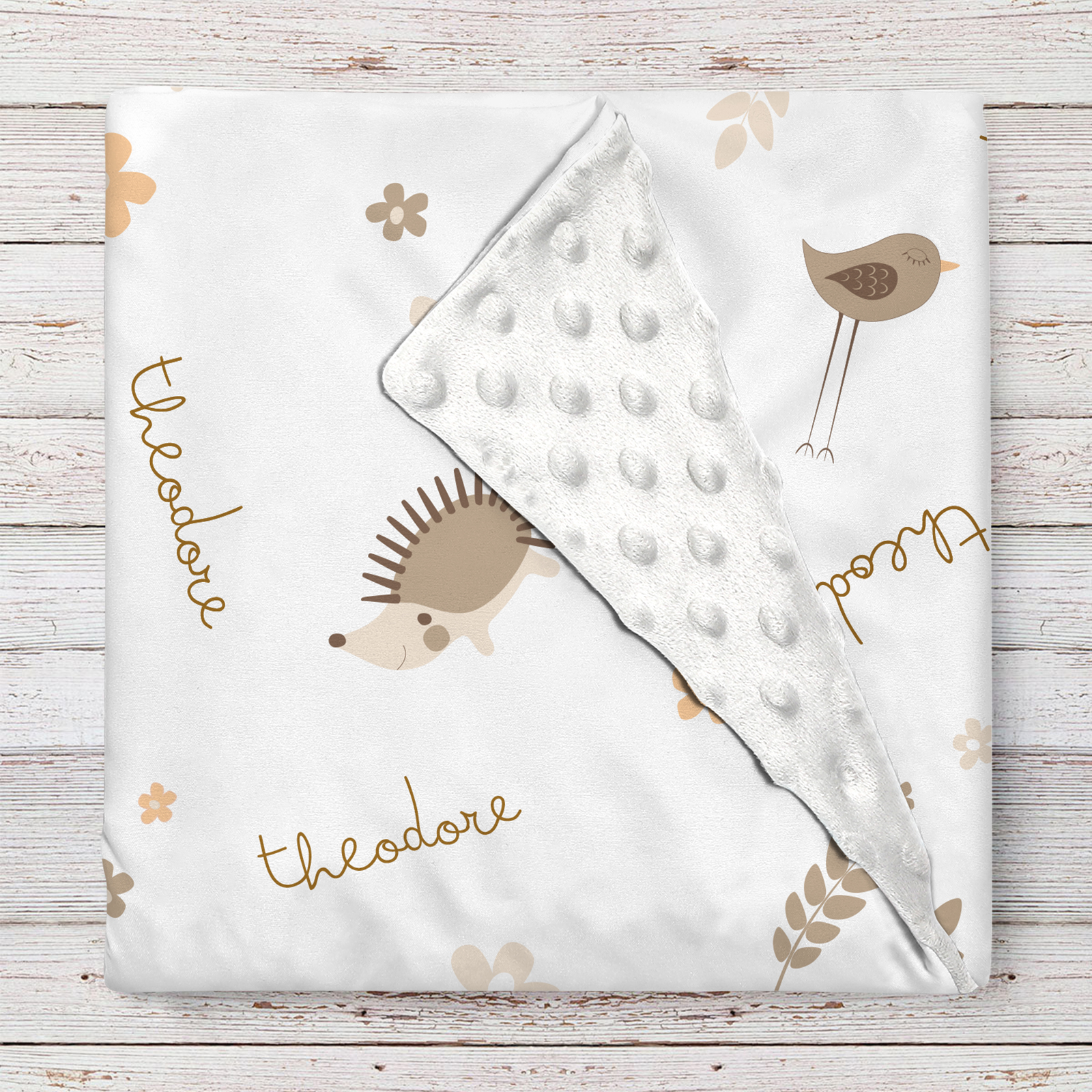 Birds and Flowers Personalized Baby Boy Girl Name Blanket