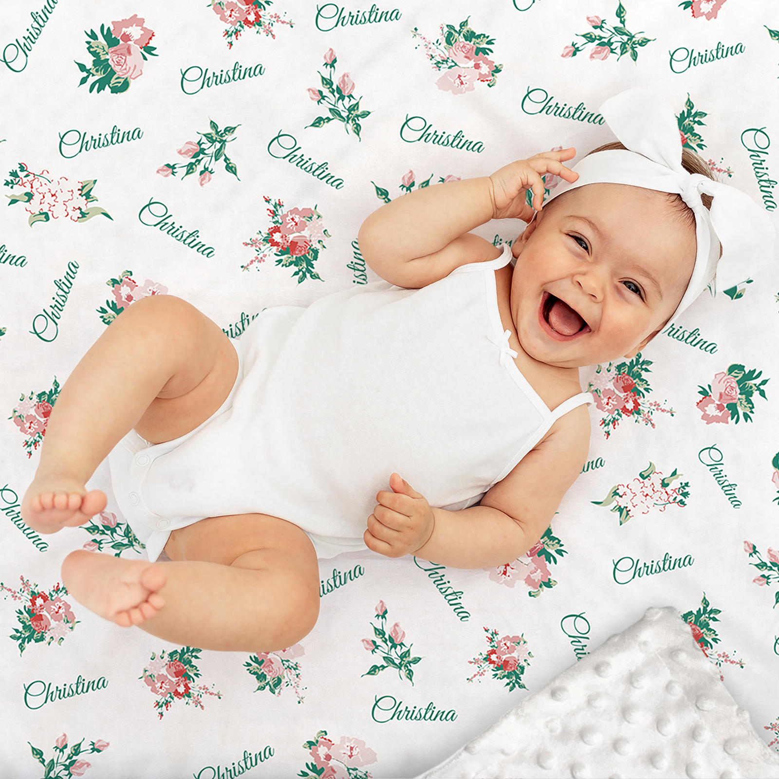 Christina's Personalized Beautiful Pink Baby Girl Name Blanket