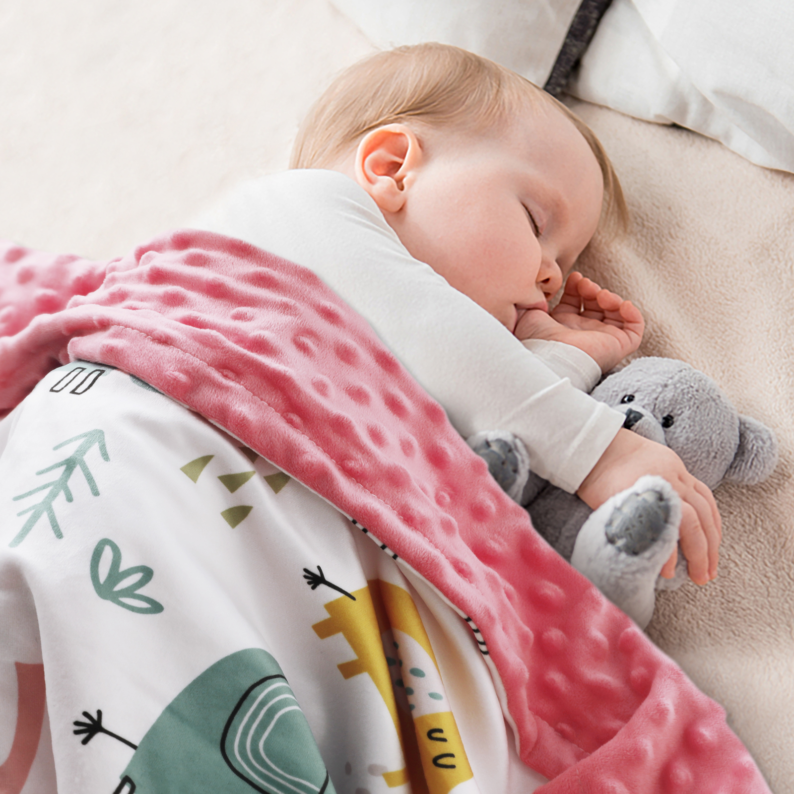 Colorful Elephant | Gllquen Baby Fleece Plush Dot Blanket | 30''*40''