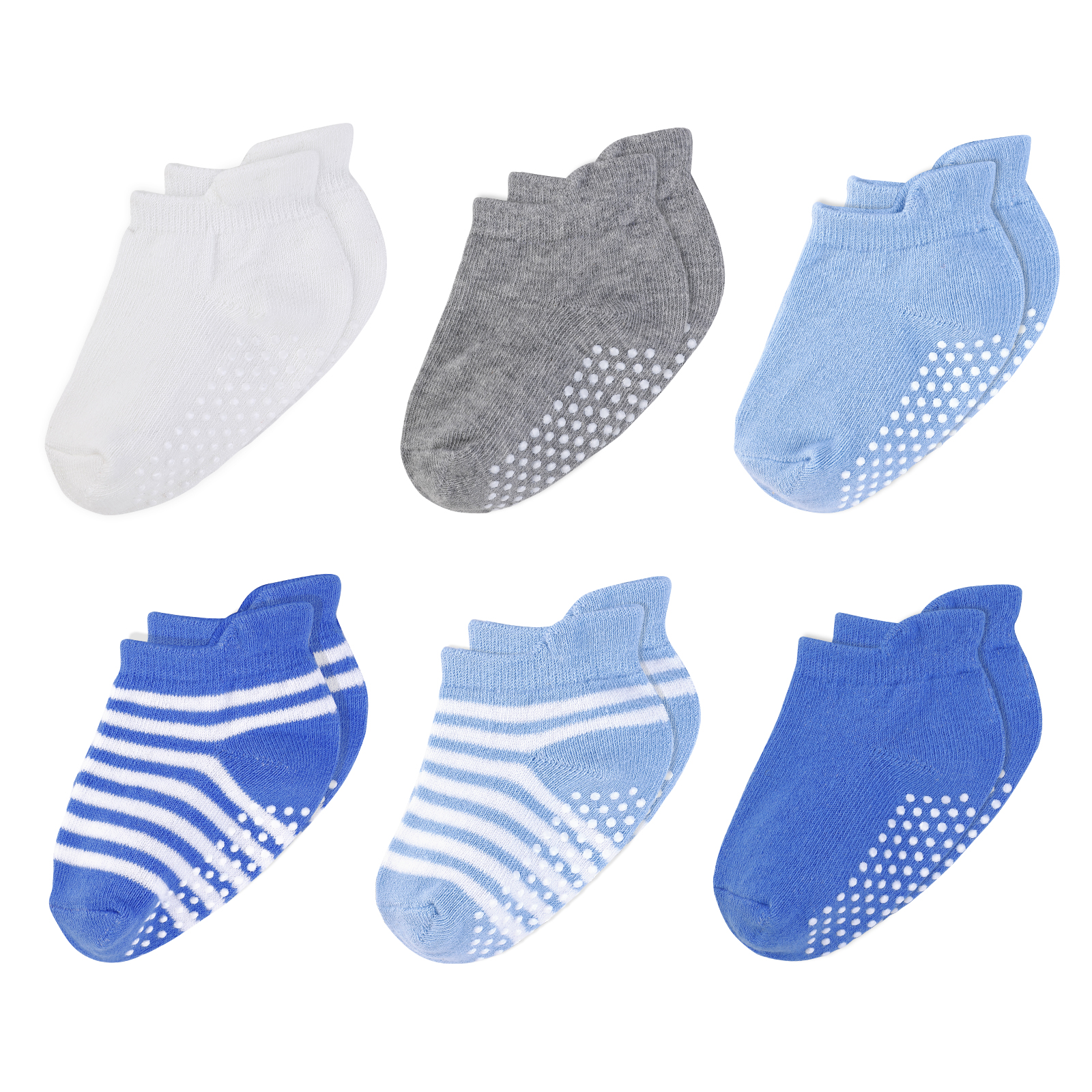 Boys Style | 100% Organic Cotton Baby Non Slip Socks | 6 Pack