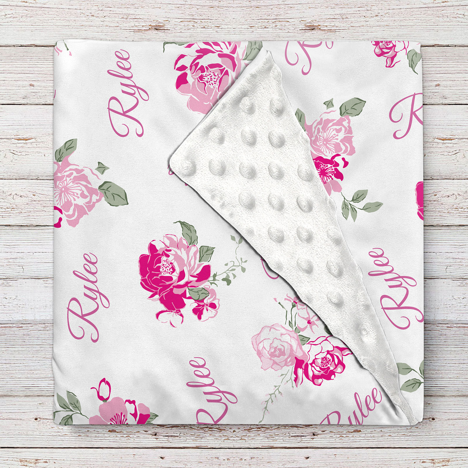 Personalized Pink Fantasy Baby Girl Name Blanket
