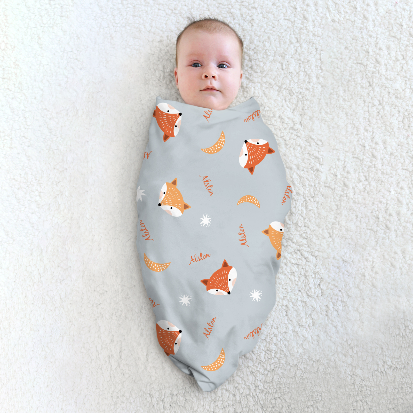Cute Foxes Personalized Baby Name Blanket