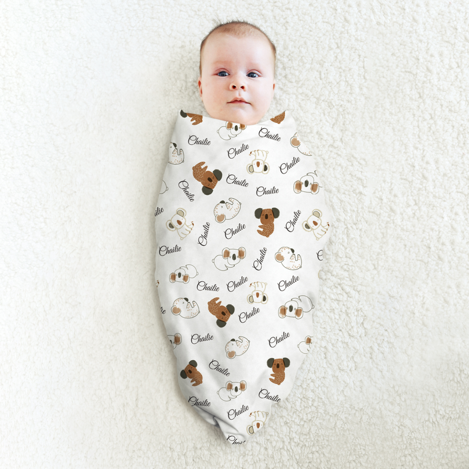 Australian Style Koala Personalized Baby Name Blanket