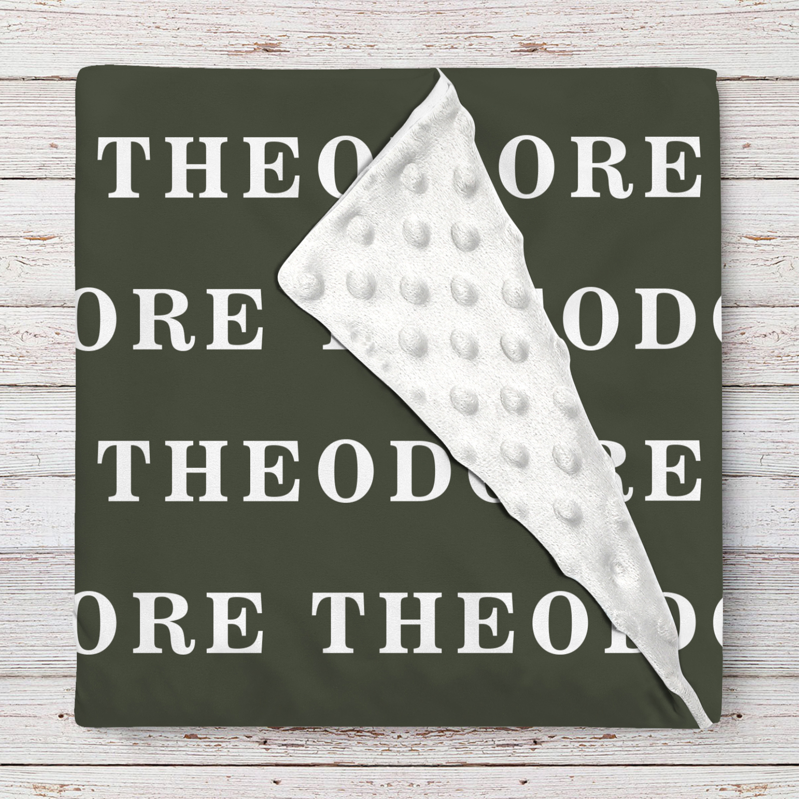 Theodore's Dark Gray Personalized Name Blanket