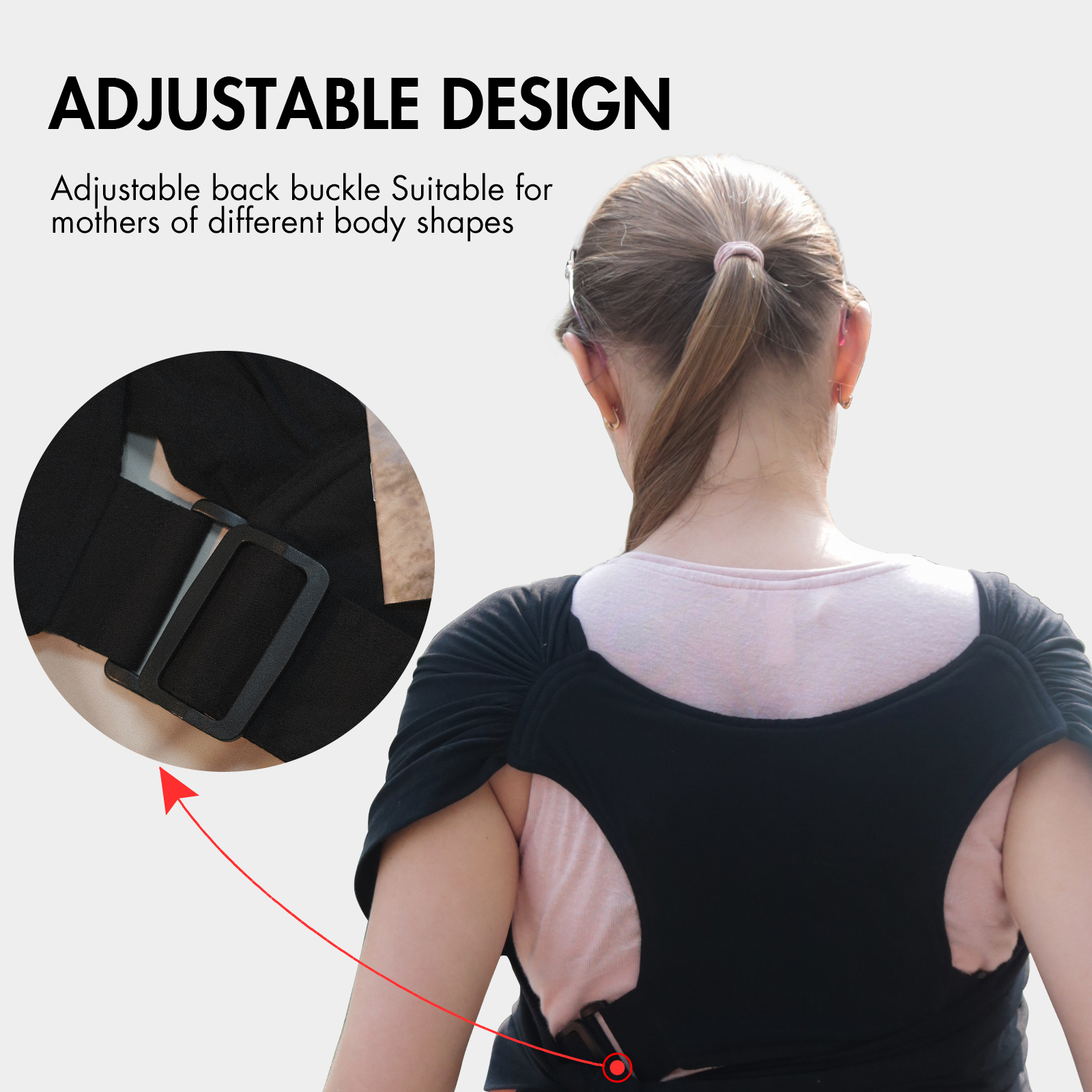 Black | 0-36 Months Baby Adjustable Carrier Wrap up to 35lbs