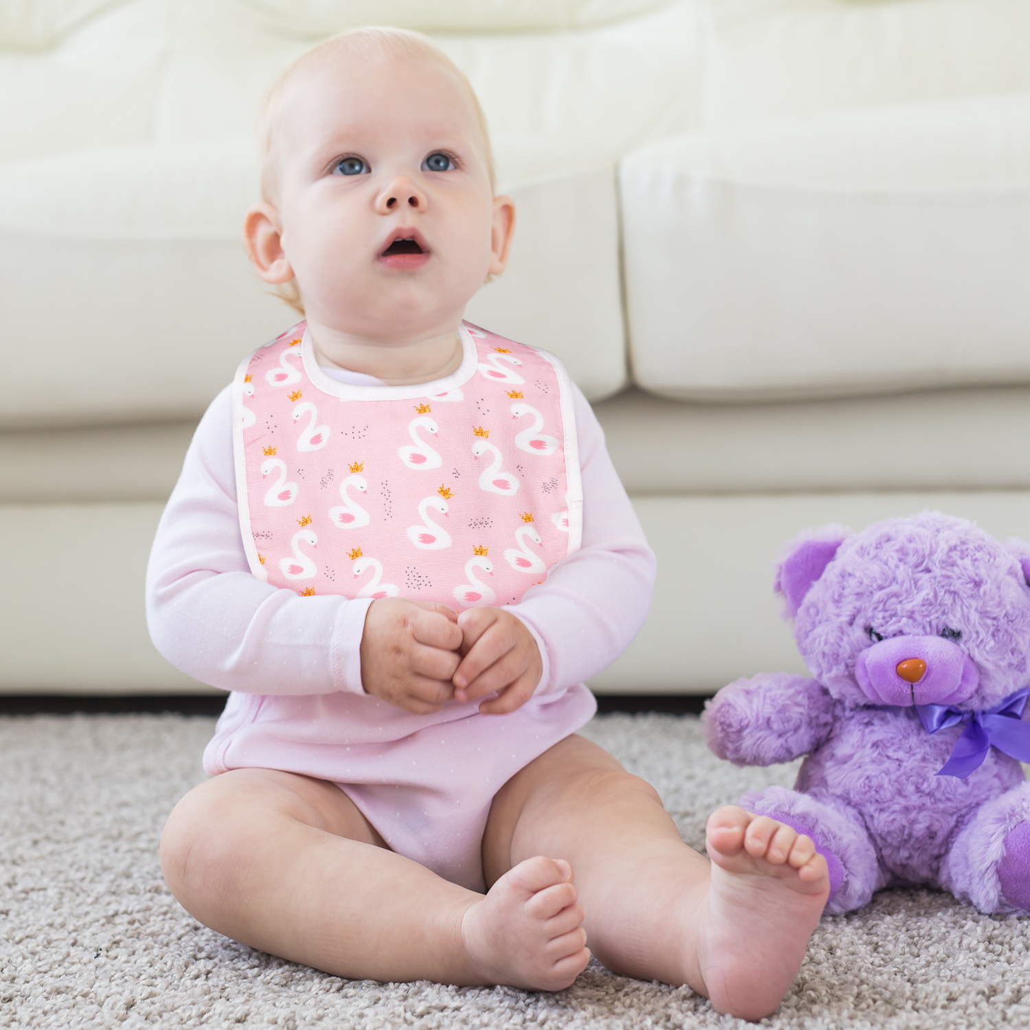 Pink World | Cotton Muslin Snap Bibs 3 Pack