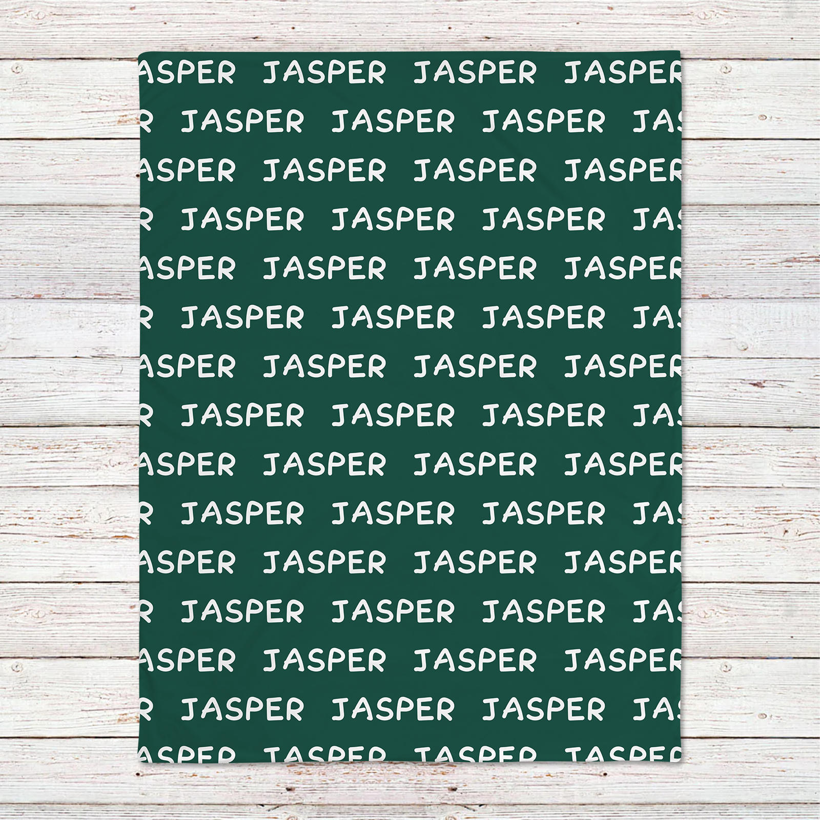 Jasper's Dark Green Fleece Personalized Name Baby Blanket