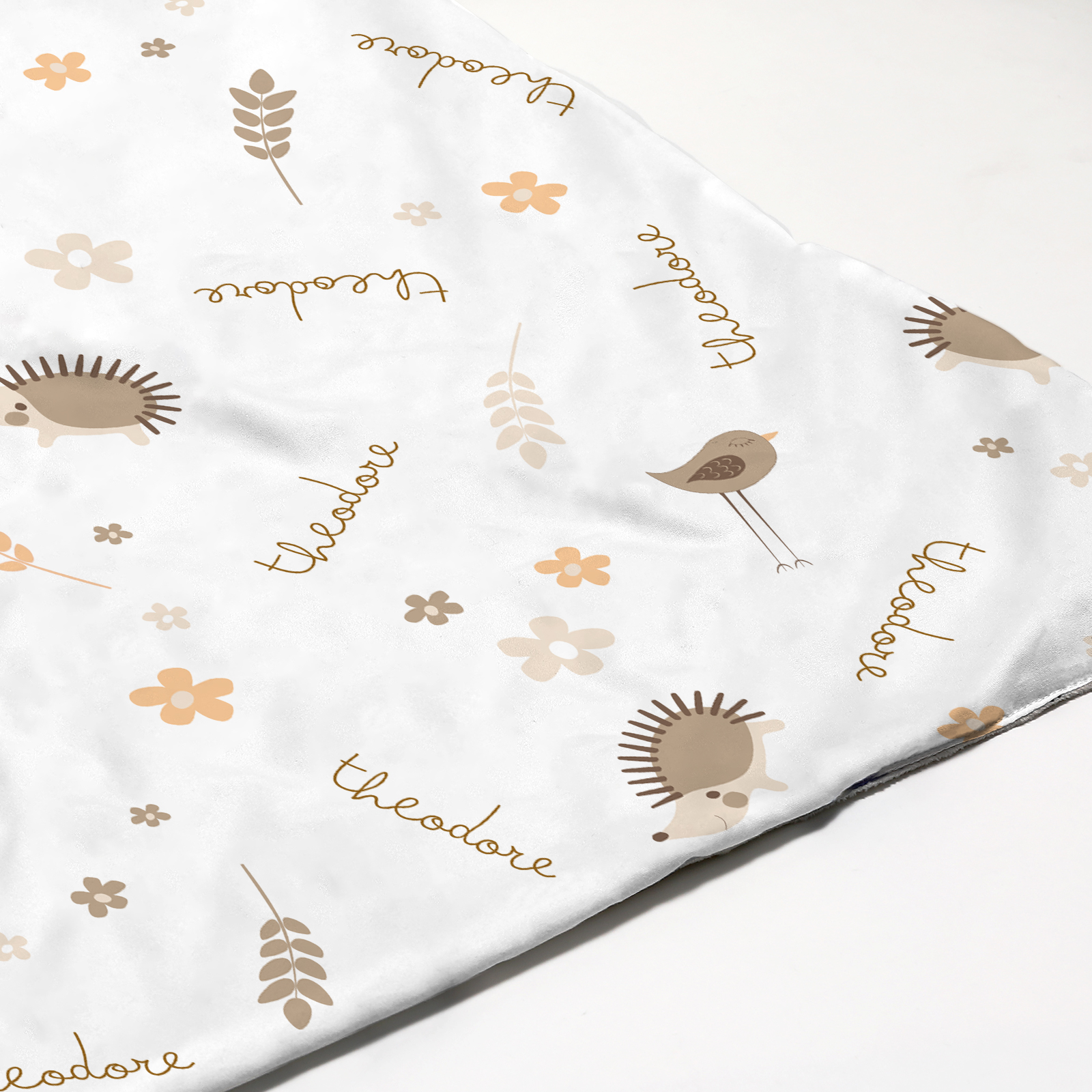 Birds and Flowers Personalized Baby Boy Name Blanket
