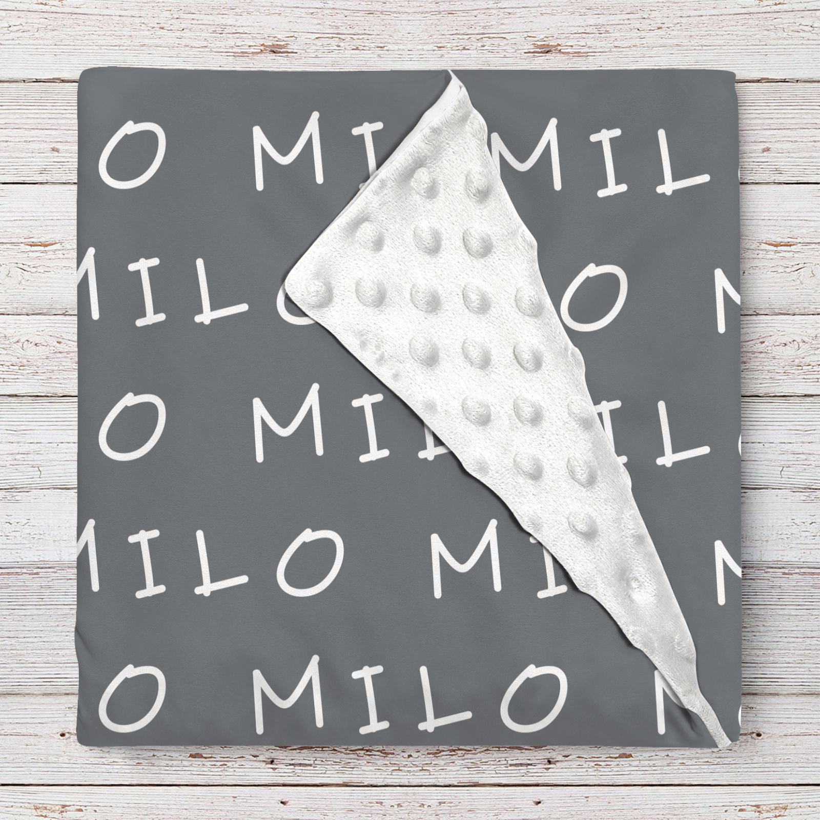 Milo's Gray Micro Fleece Plush Personalized Baby Blanket