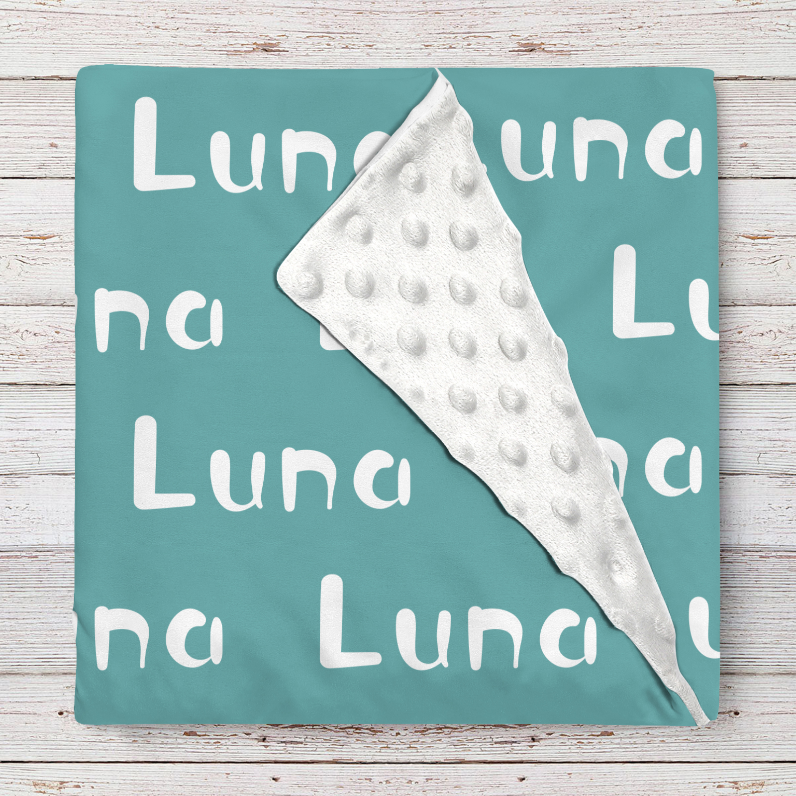 Luna's Cyanish Gray Tone Personalized Name Blanket