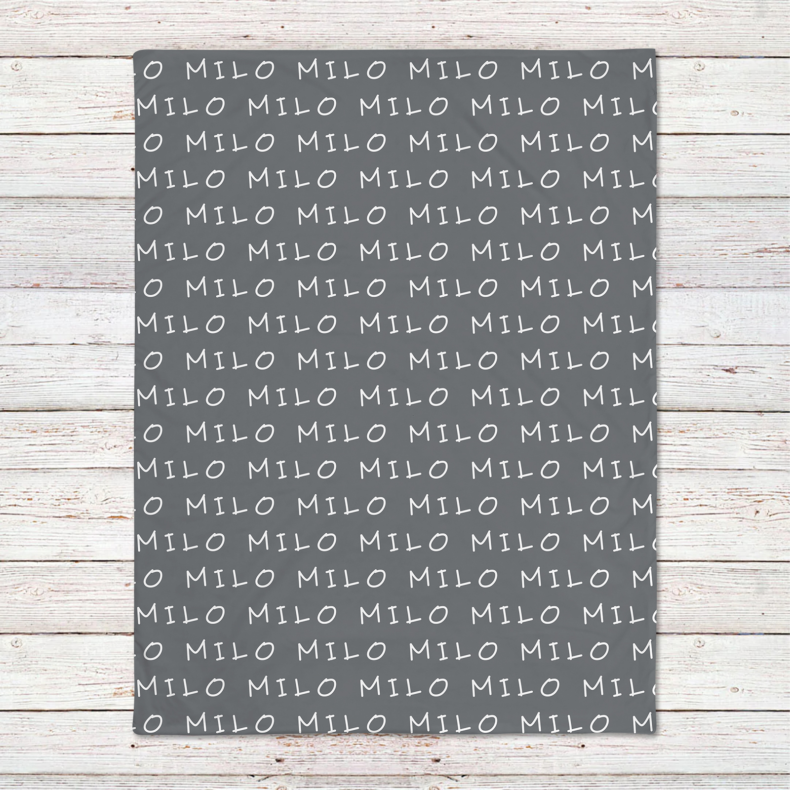 Milo's Gray Micro Fleece Plush Personalized Baby Blanket