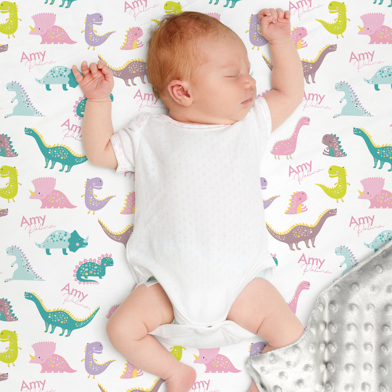 Amy's Personalized Jurassic Baby Girl Name Blanket