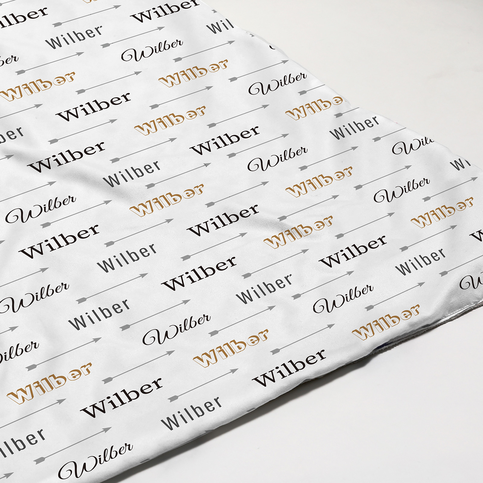 Wilber's White Fantasy Personalized Baby Name Blanket 