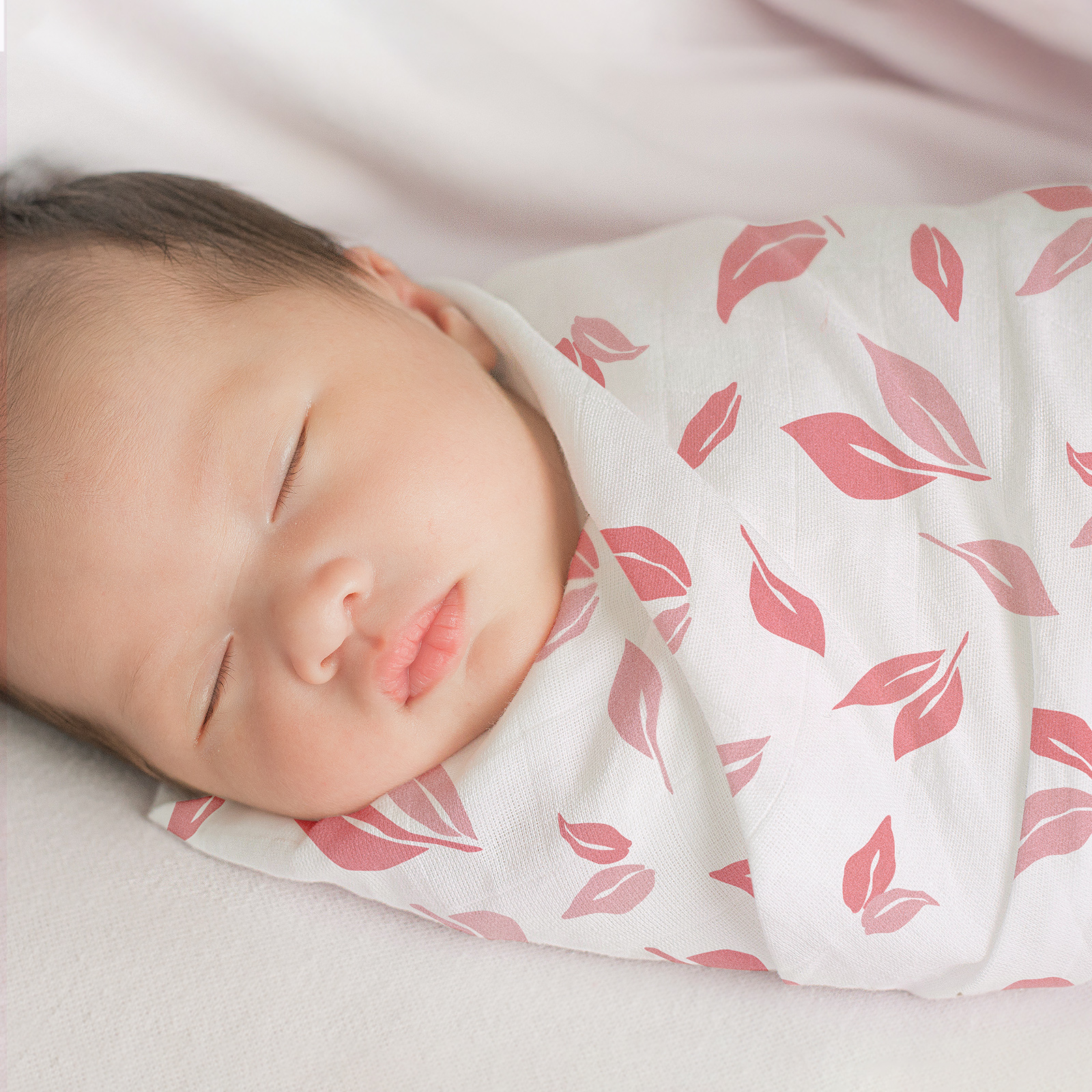 Muslin Swaddle Blankets 6-Pack, 28 X 28" - Pink Floral