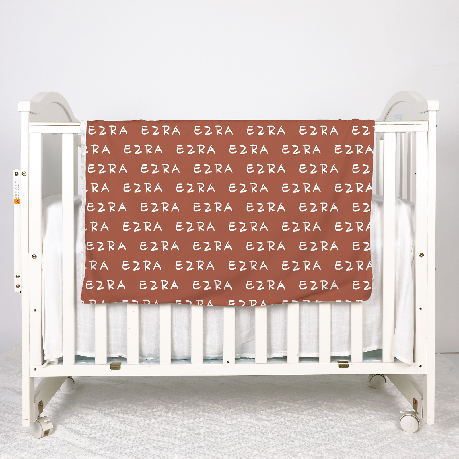 Ezra's Deep Brown Personalized Baby Blanket