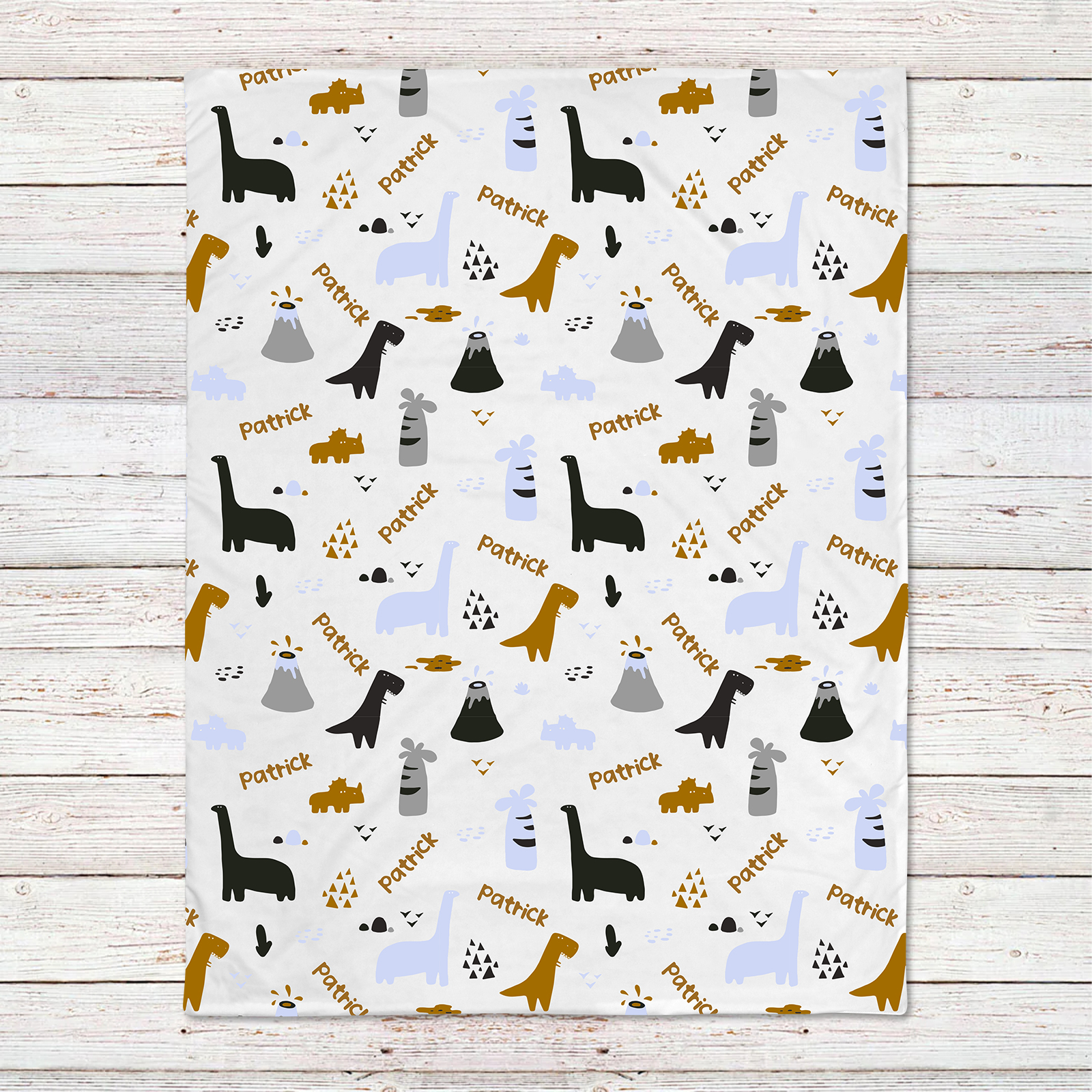 Patrick's Dinosaur Personalized Baby Boy Name Blanket