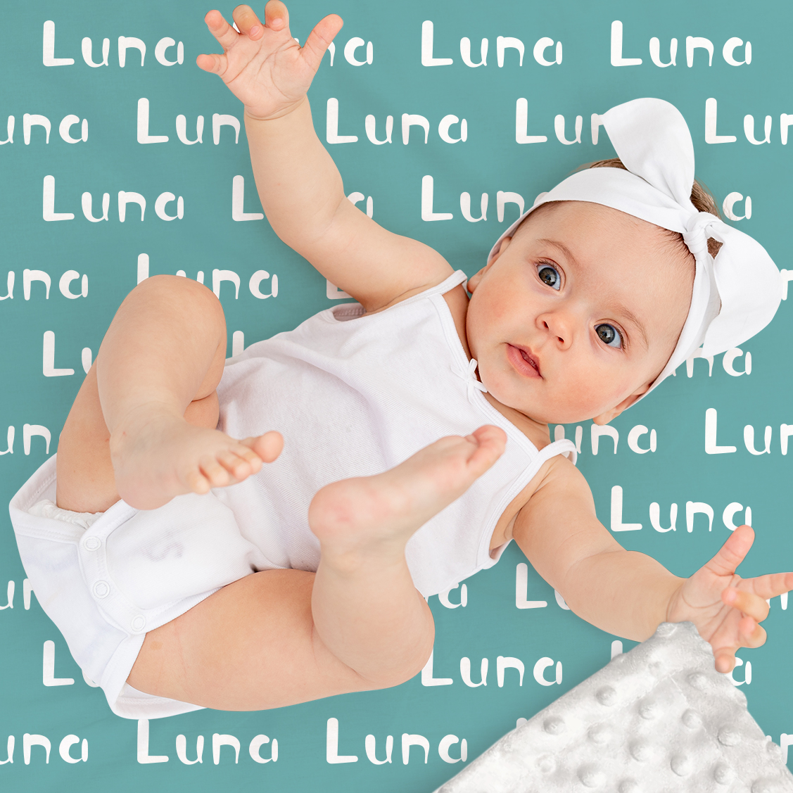 Luna's Cyanish Gray Tone Personalized Name Blanket