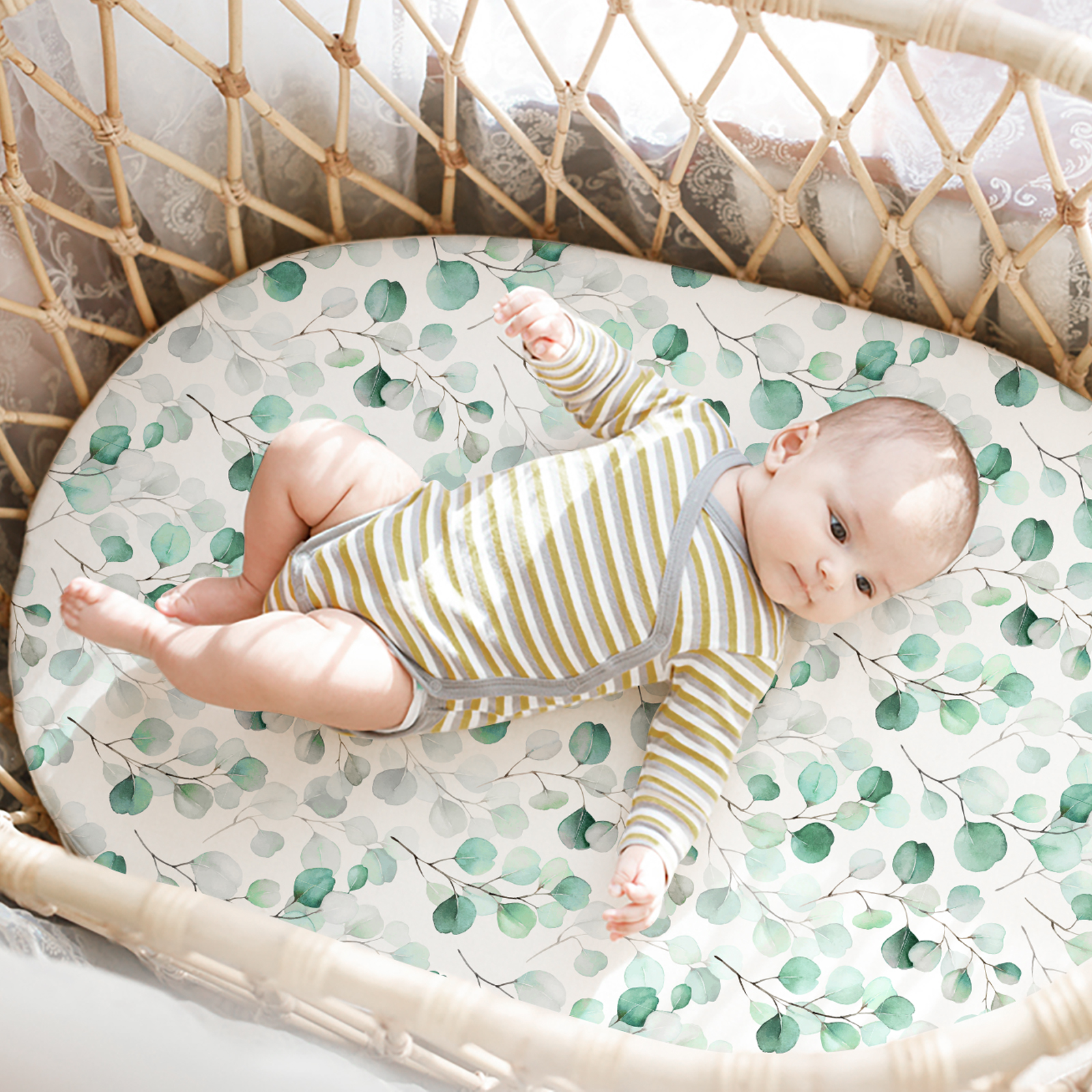 Plants & Flowers | Soft Microfiber Fitted Change Pad Cover & Bassinet Sheets 4 Pack | 16''*32''