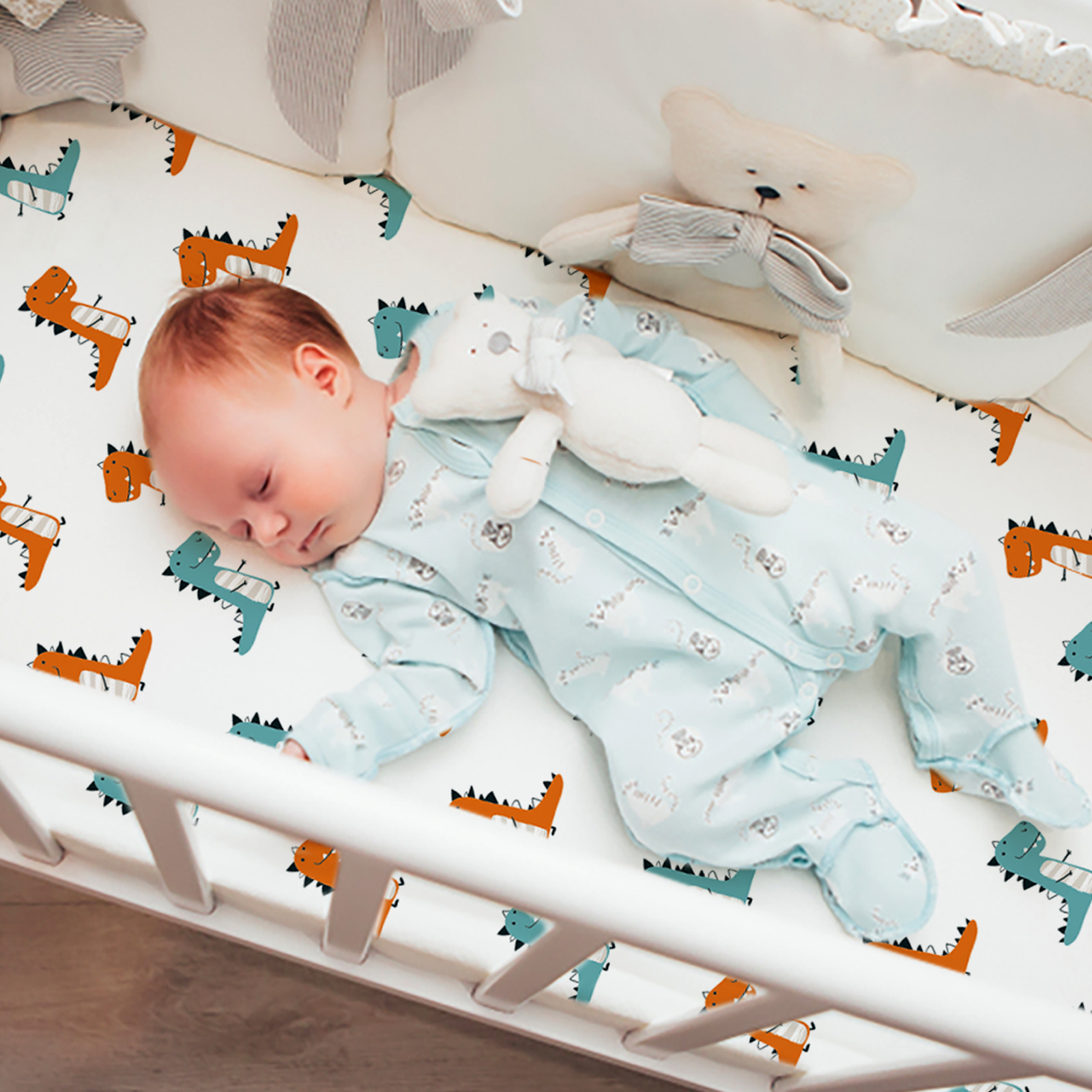 Jurassic & Colorful Fantasy | Soft Microfiber Fitted Change Pad Cover & Bassinet Sheets 4 Pack | 16''*32''