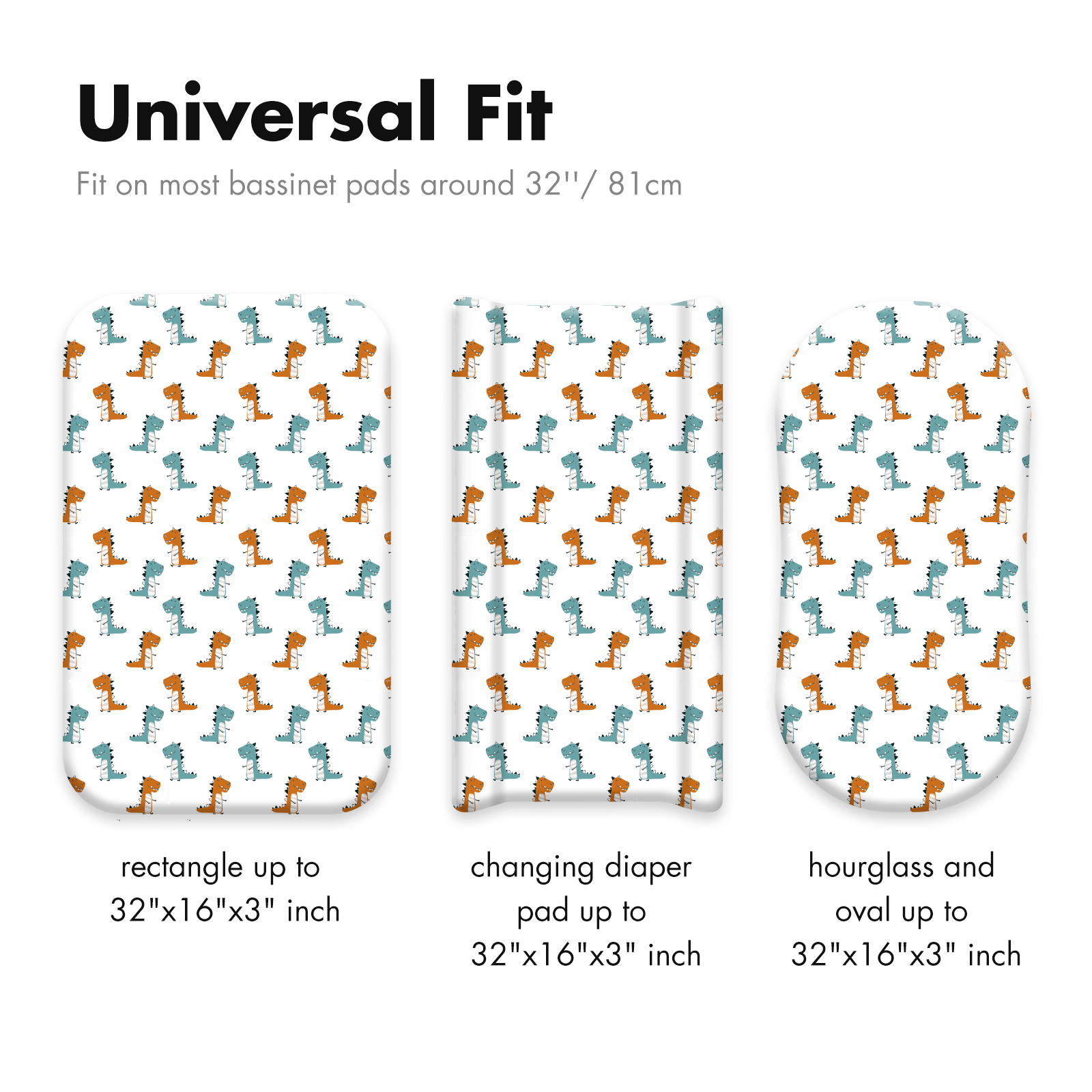 Jurassic & Colorful Fantasy | Soft Microfiber Fitted Change Pad Cover & Bassinet Sheets 4 Pack | 16''*32''