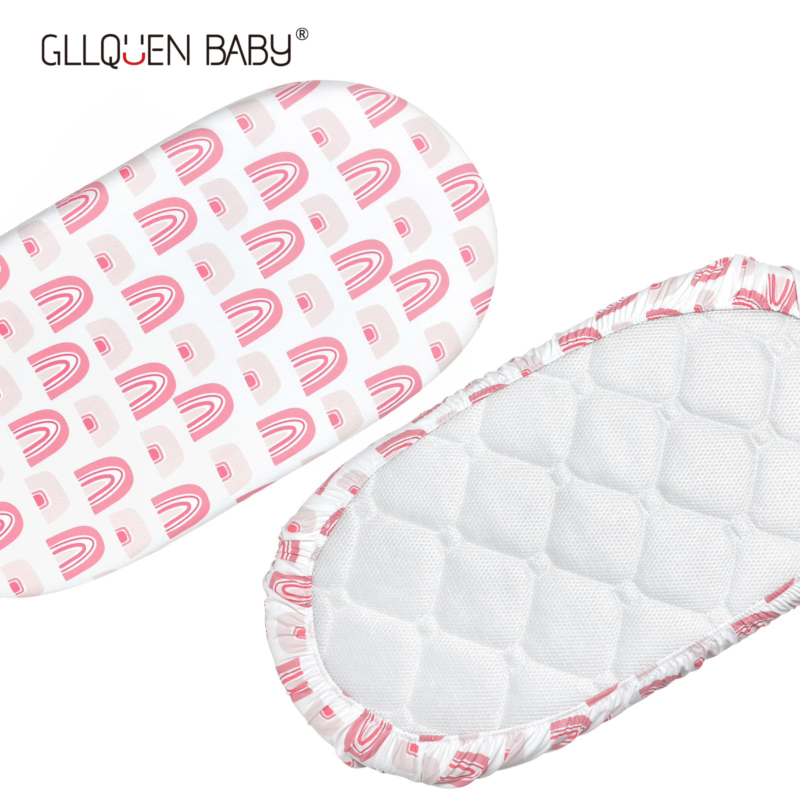 Pink Heart | Soft Microfiber Fitted Change Pad Cover & Bassinet Sheets 4 Pack | 16''*32''