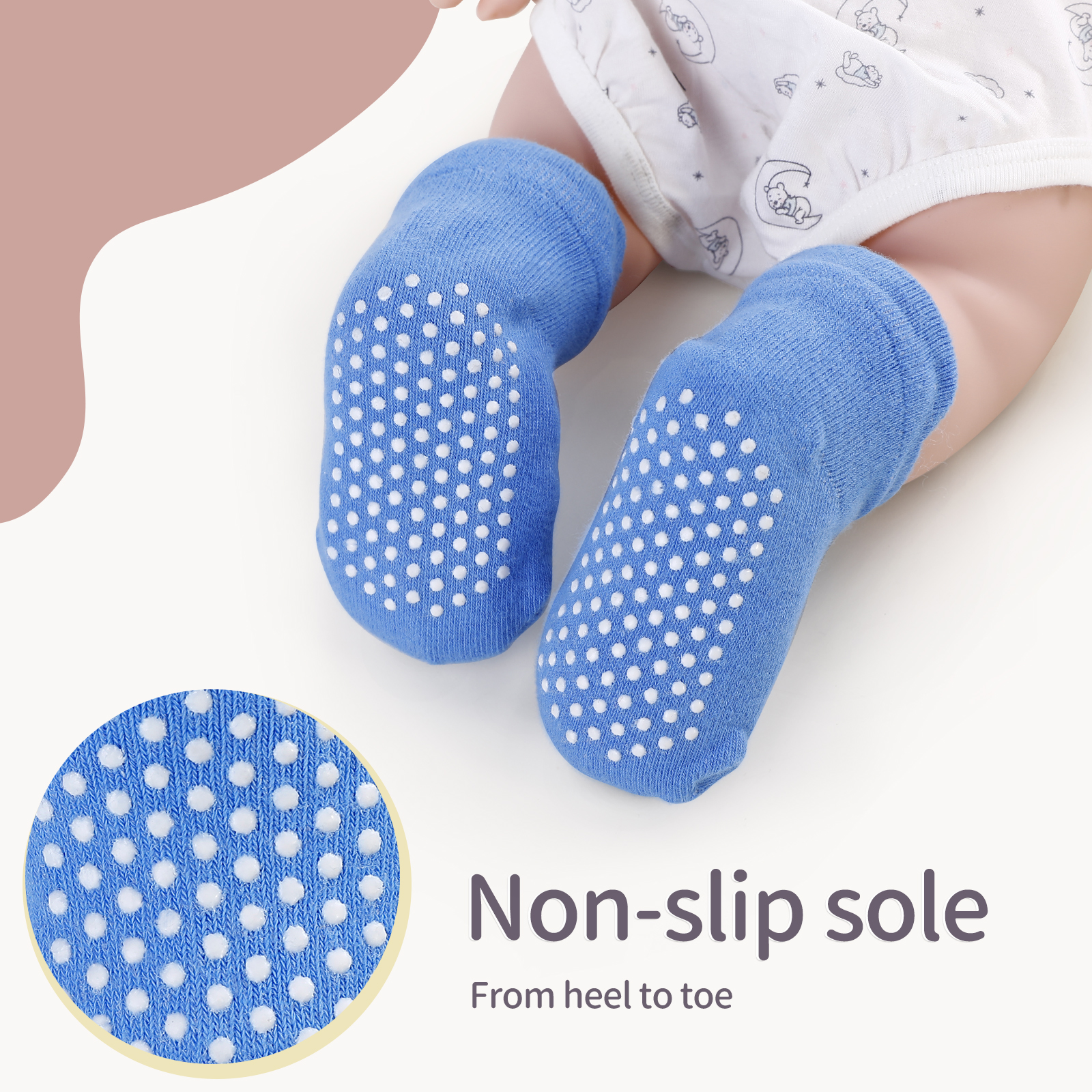 Boys Style | 100% Organic Cotton Baby Non Slip Socks | 6 Pack