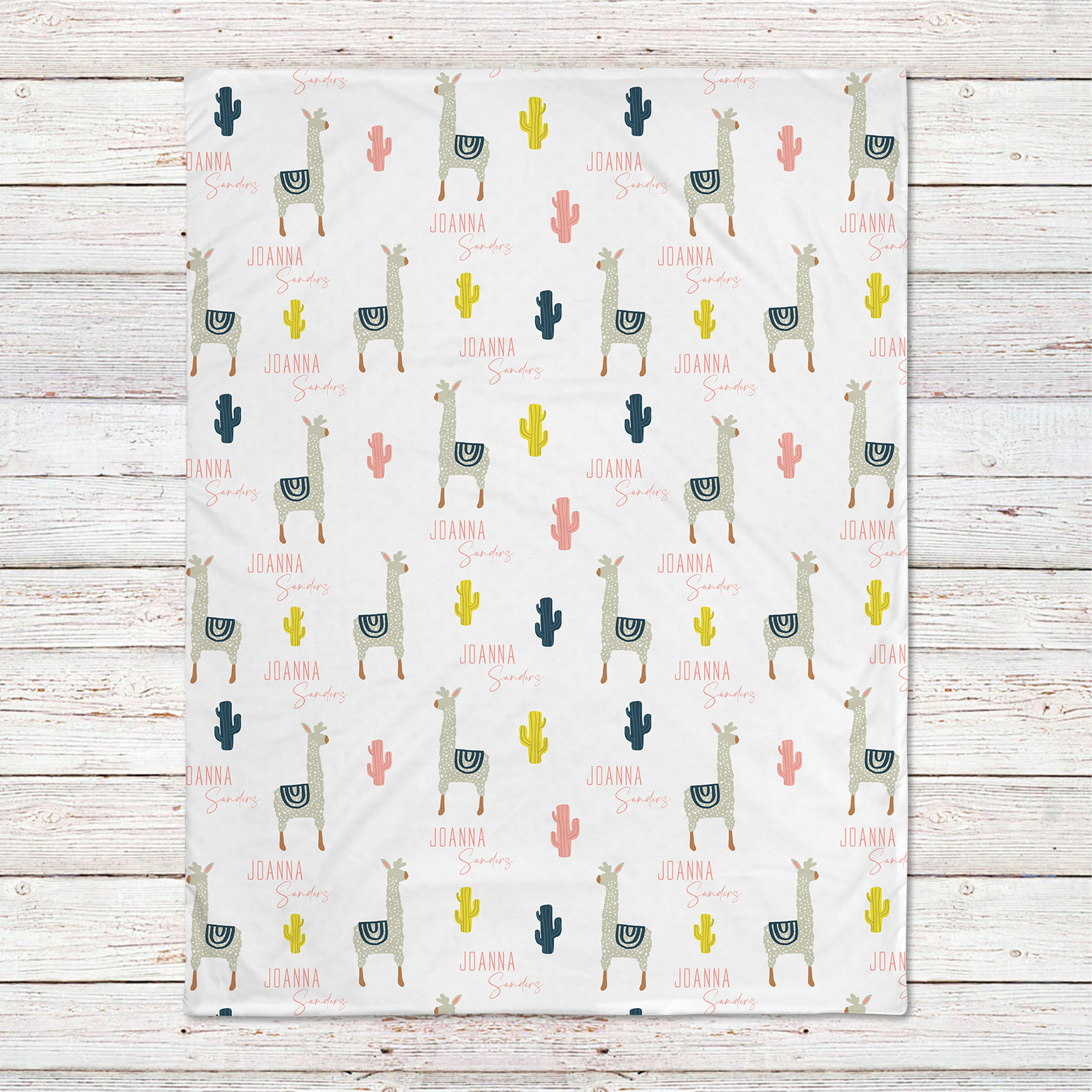 Joanna‘s Alpaca Personalized Baby Girl Name Blanket