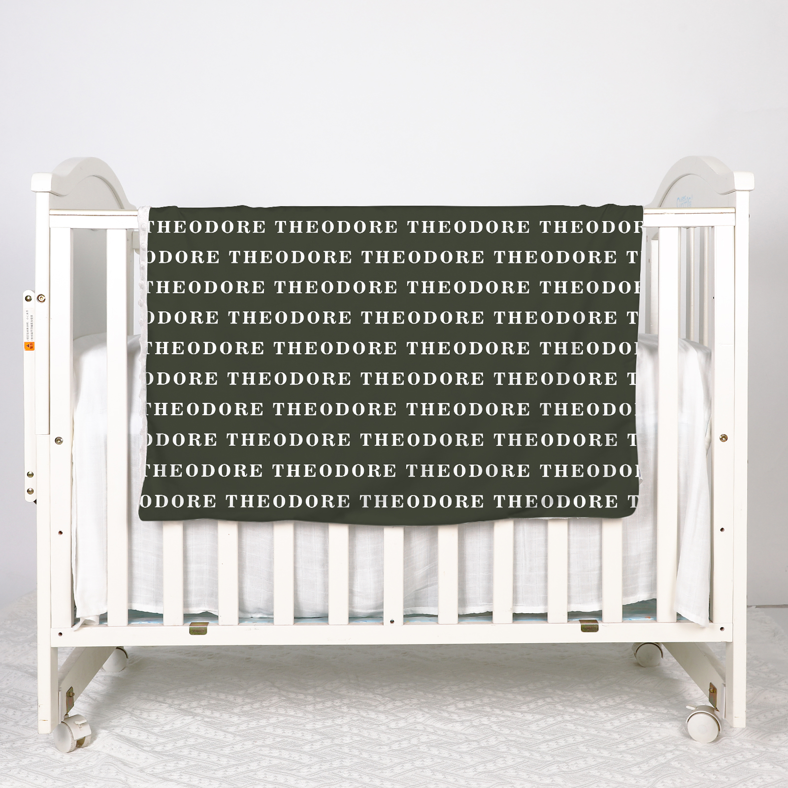 Theodore's Dark Gray Personalized Name Blanket
