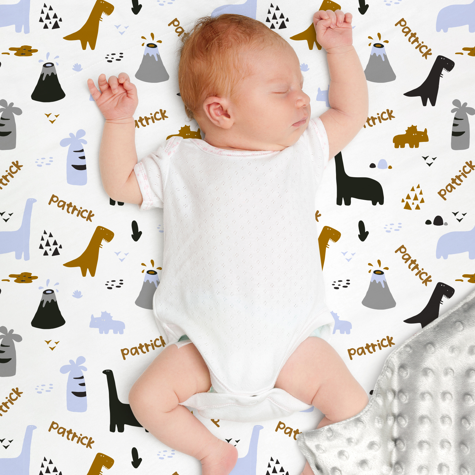 Patrick's Dinosaur Personalized Baby Boy Name Blanket