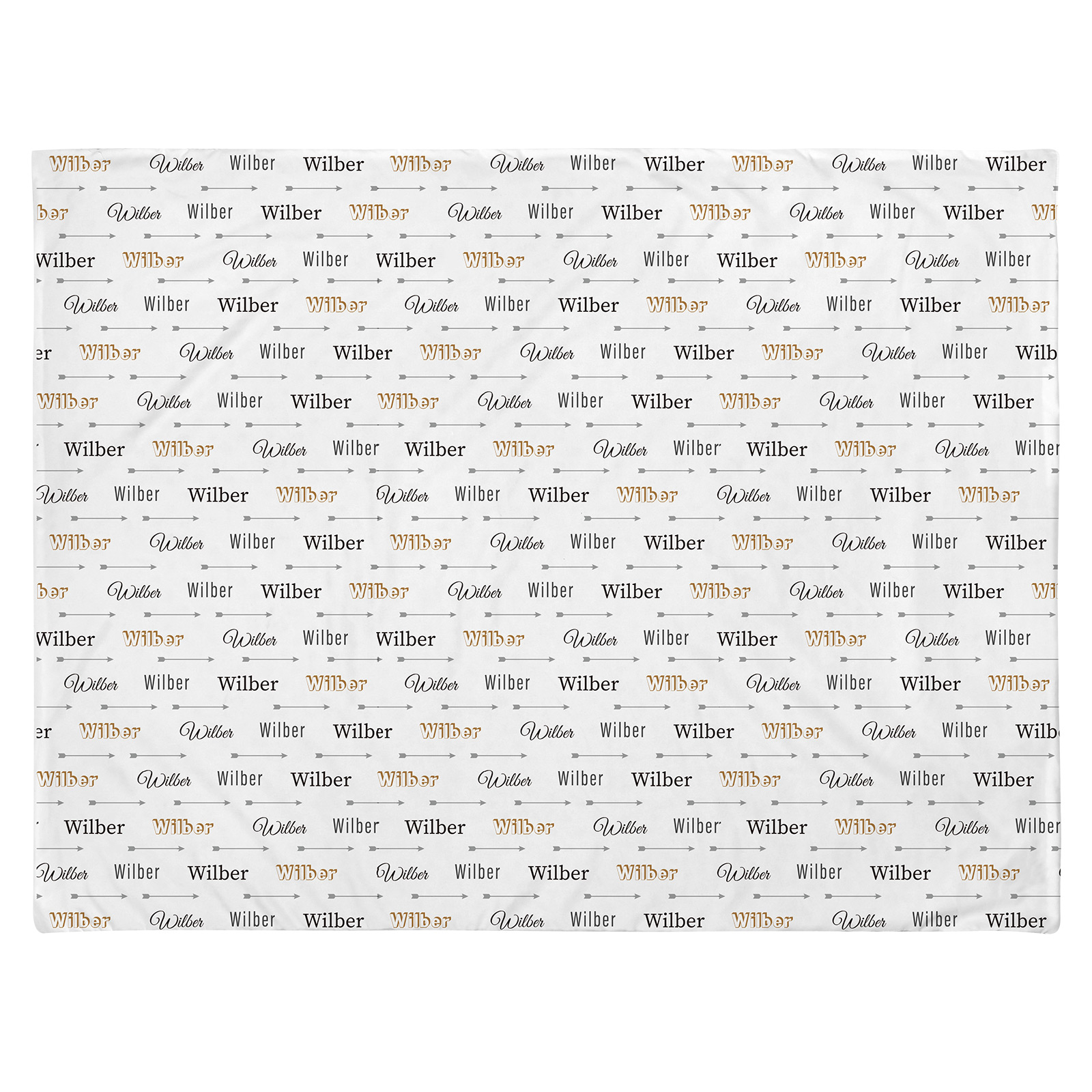 Wilber's White Fantasy Personalized Baby Name Blanket 