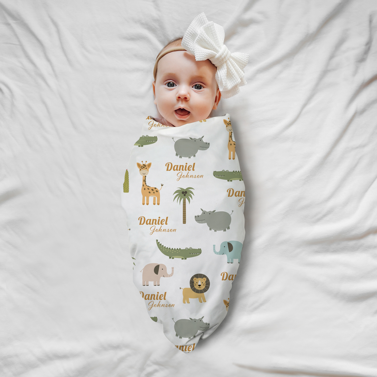 Animal Party Personalized Baby Name Blanket