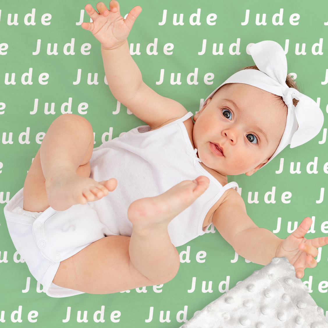 Jude's Light Grayish Green Personalized Baby Blanket
