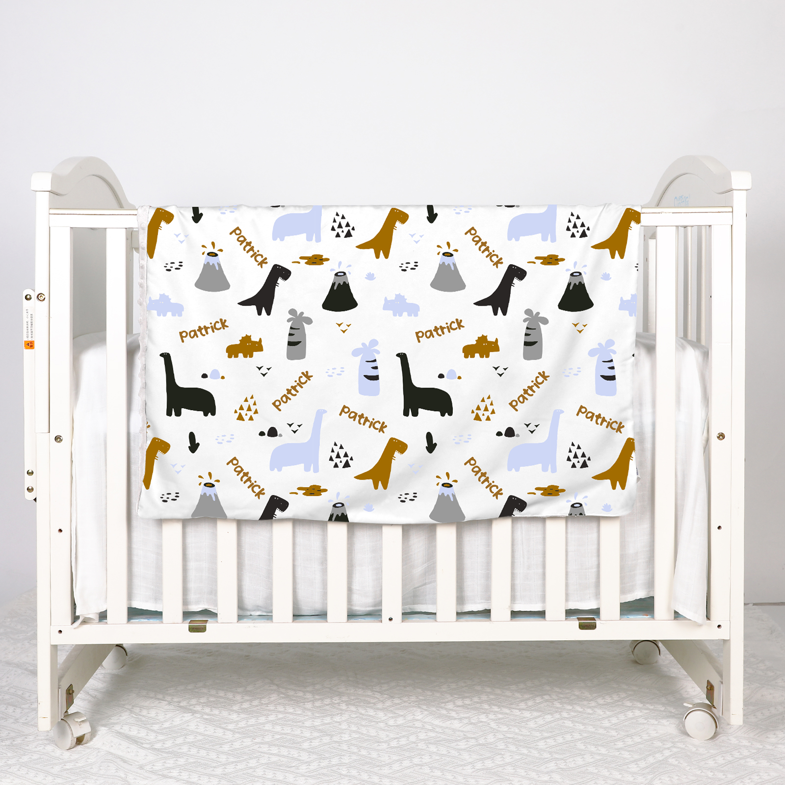 Patrick's Dinosaur Personalized Baby Boy Name Blanket