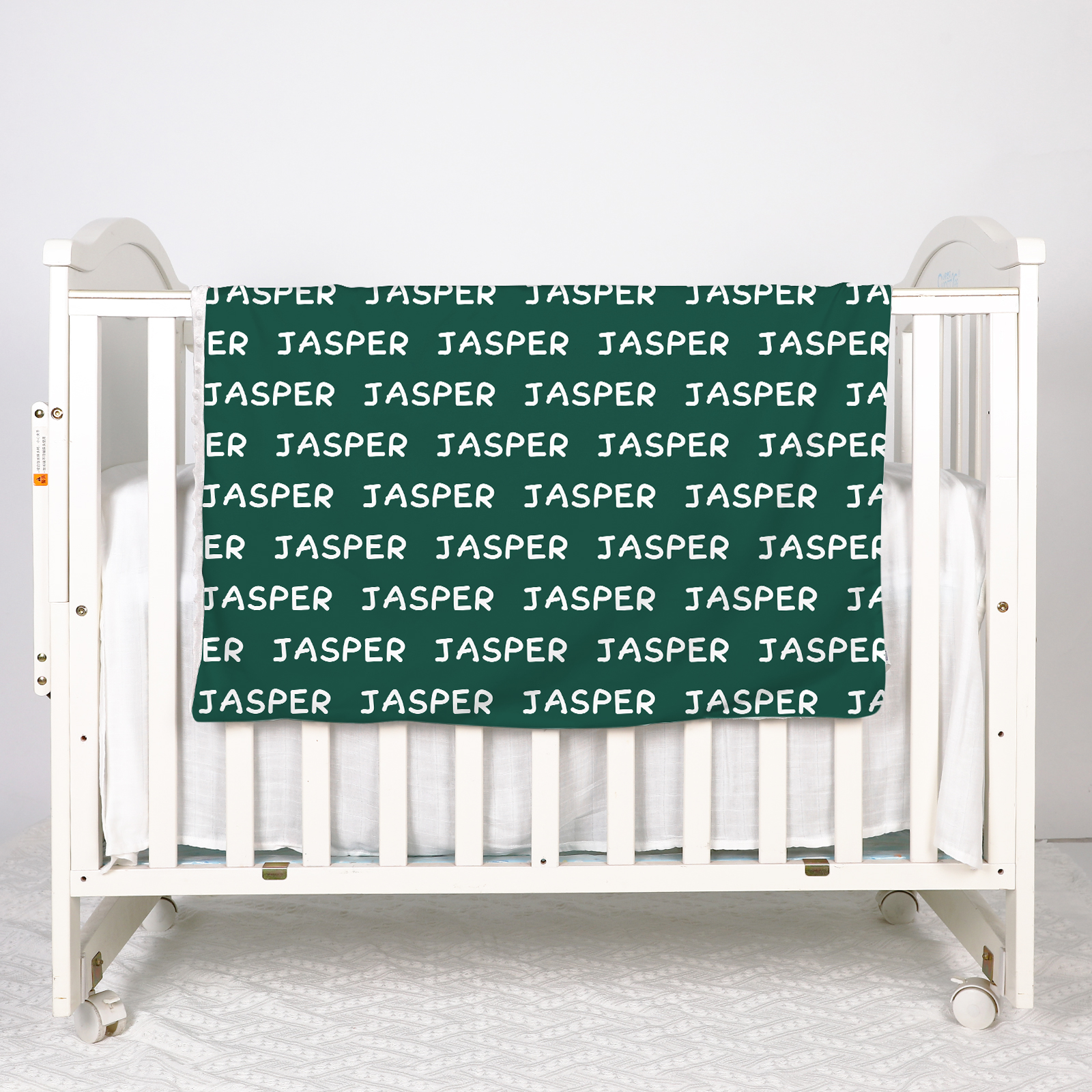 Jasper's Dark Green Fleece Personalized Name Baby Blanket