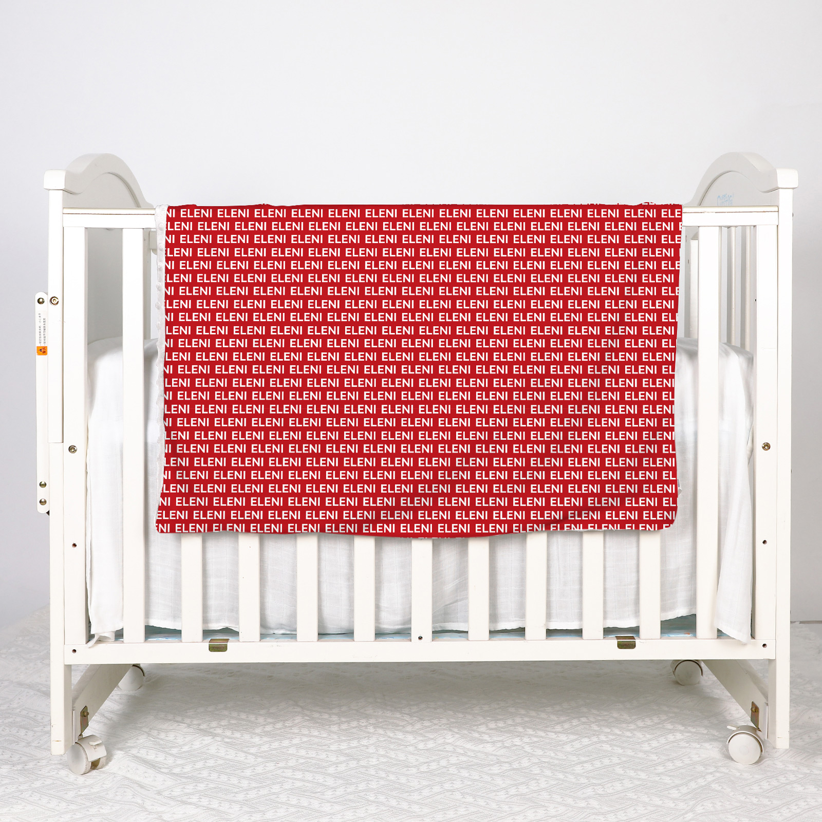 Dark Red Personalized Baby Name Blanket