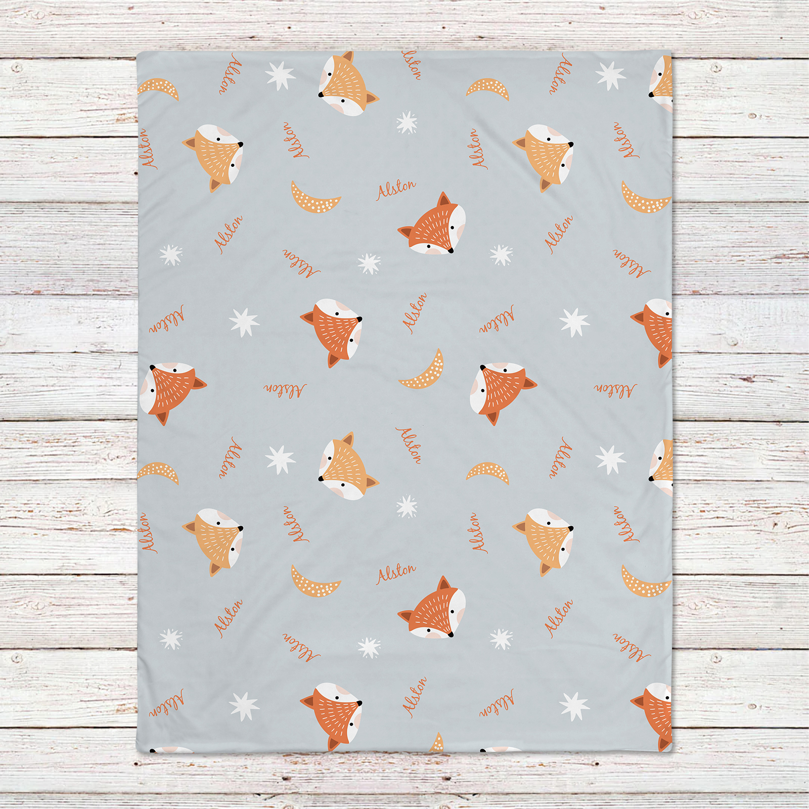 Cute Foxes Personalized Baby Name Blanket