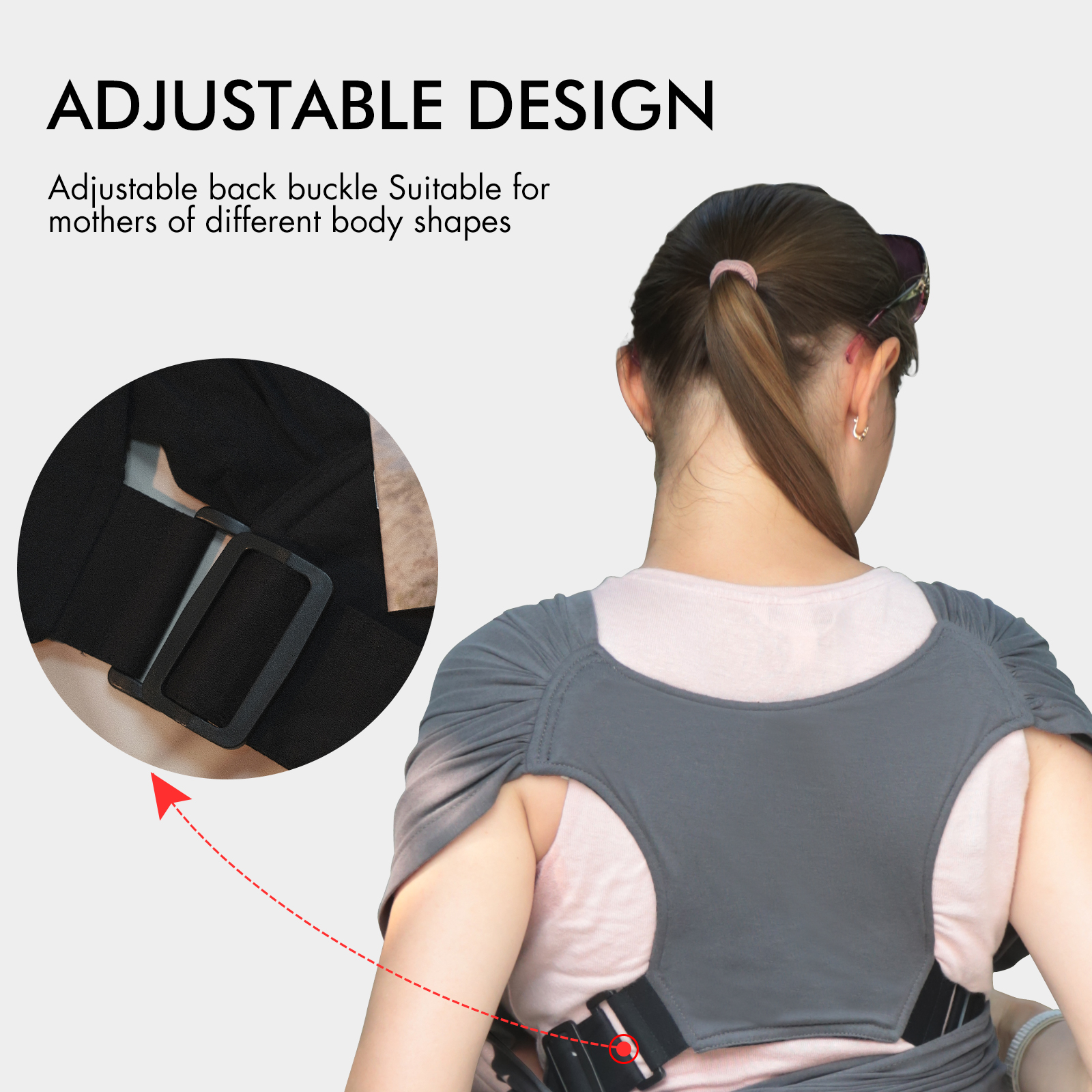 Gray | 0-36 Months Baby Adjustable Carrier Wrap up to 35lbs