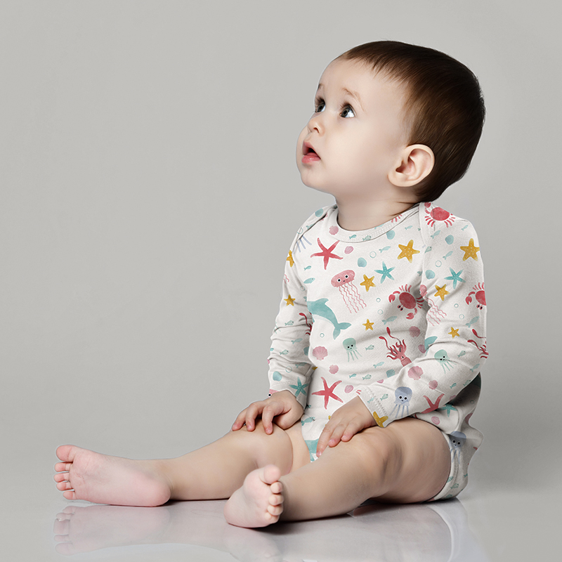 Happy Whale | Long Sleeve Organic Cotton bodysuit