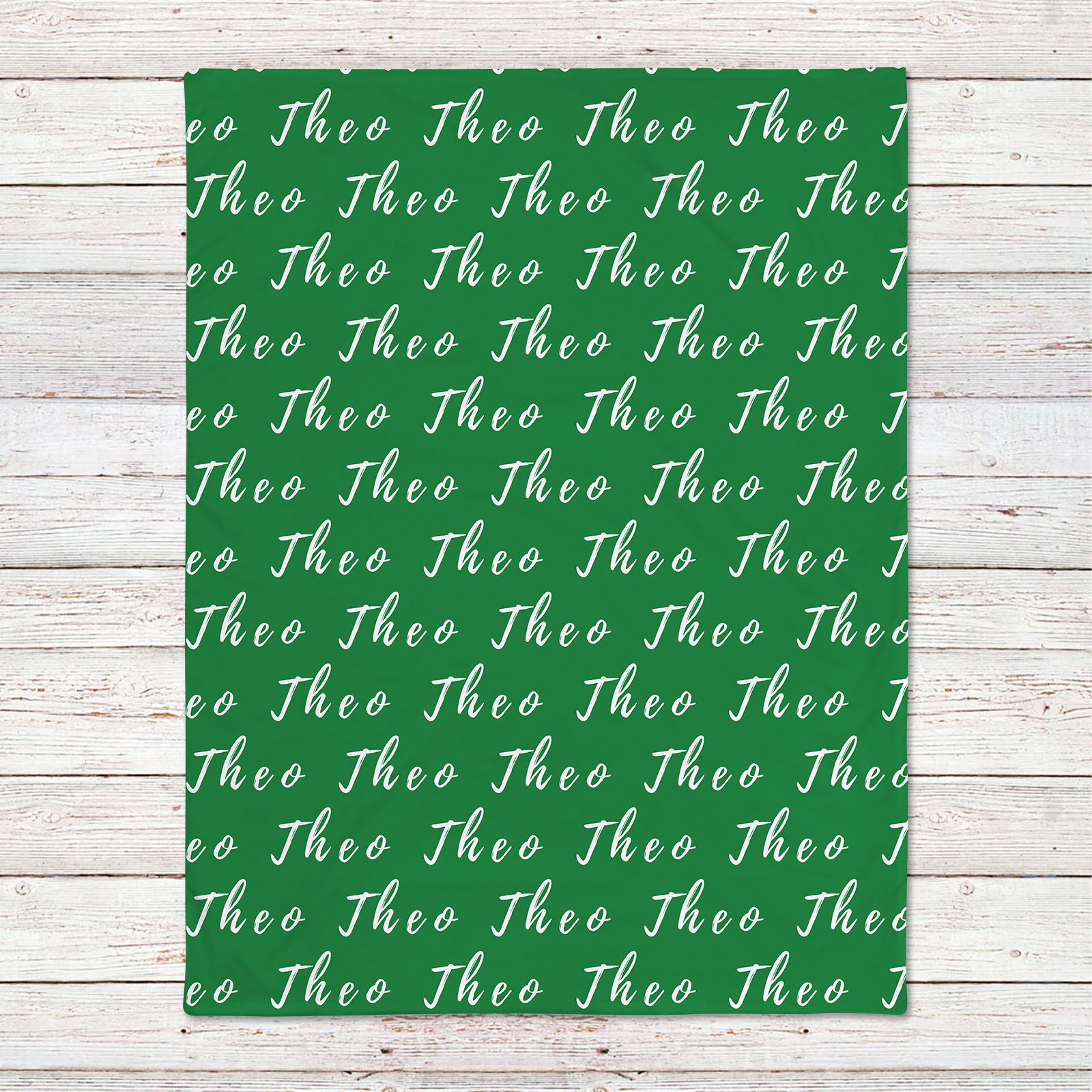 Theo's Medium Green Tone Personalized Name Baby Blanket